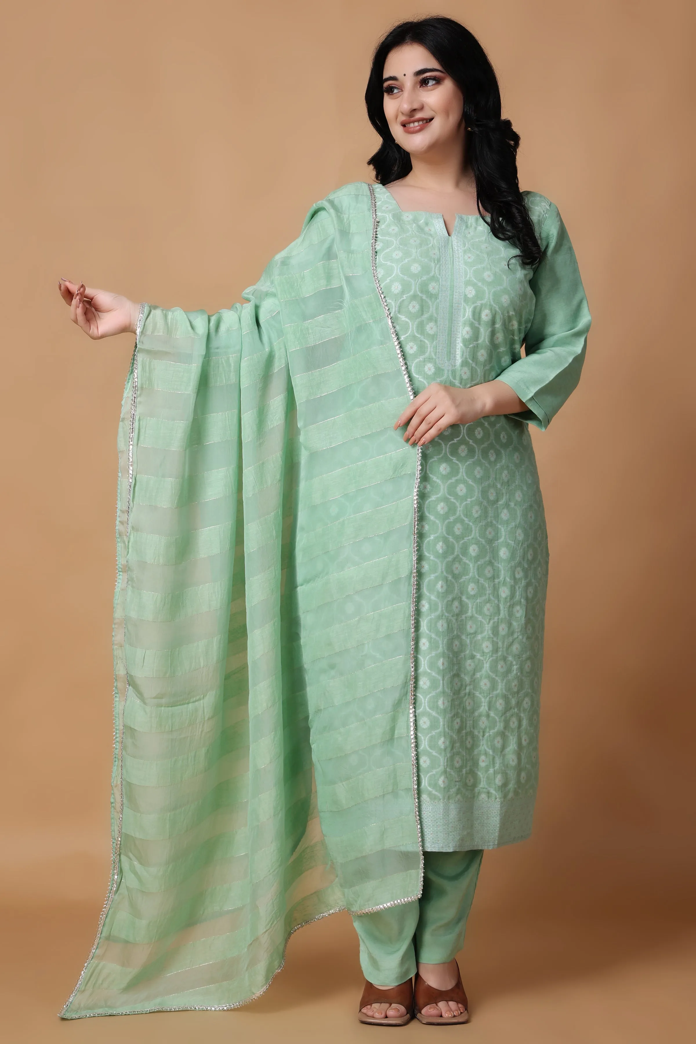 Canton Jade Jacquard Linen Suit