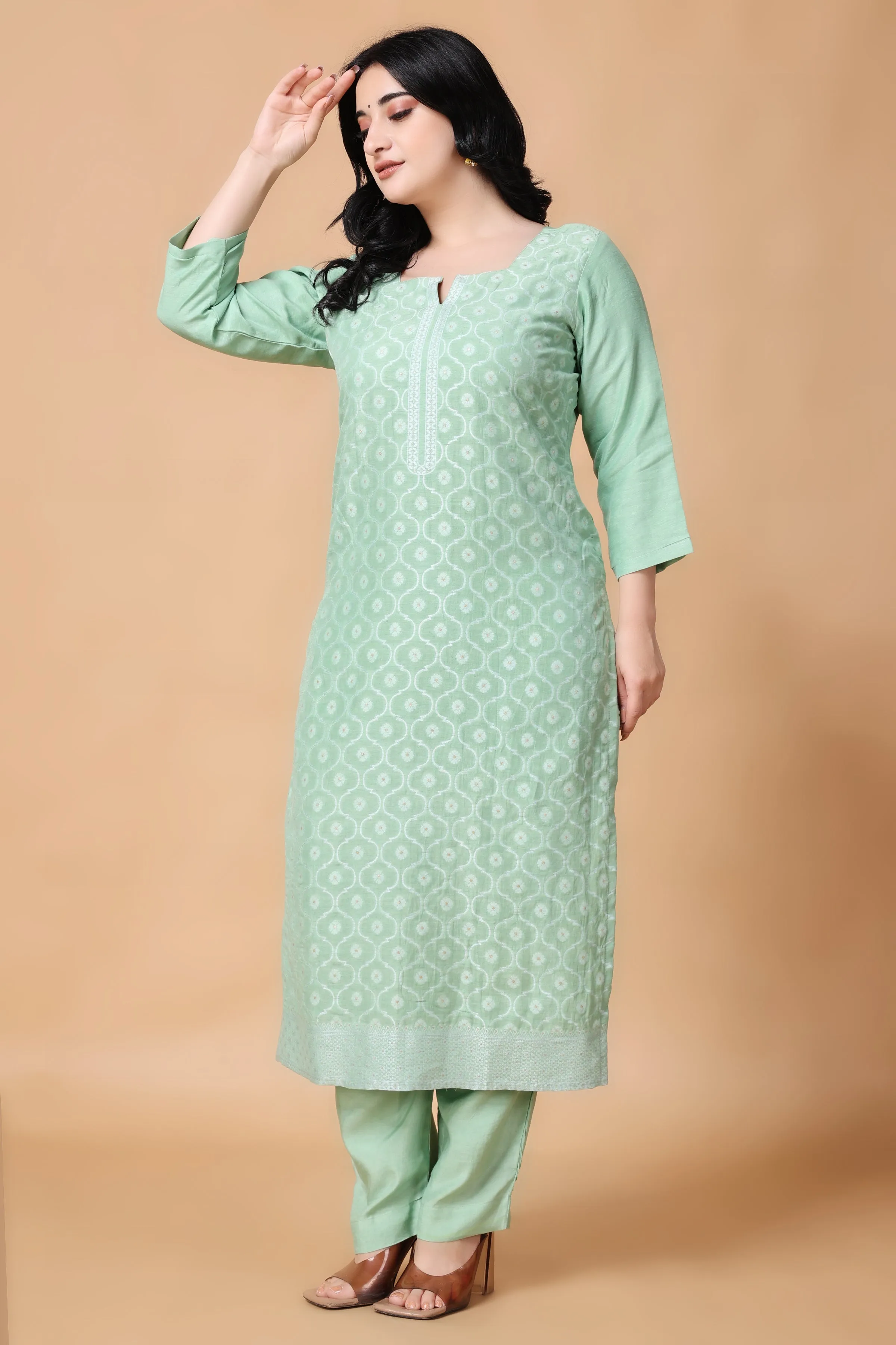 Canton Jade Jacquard Linen Suit