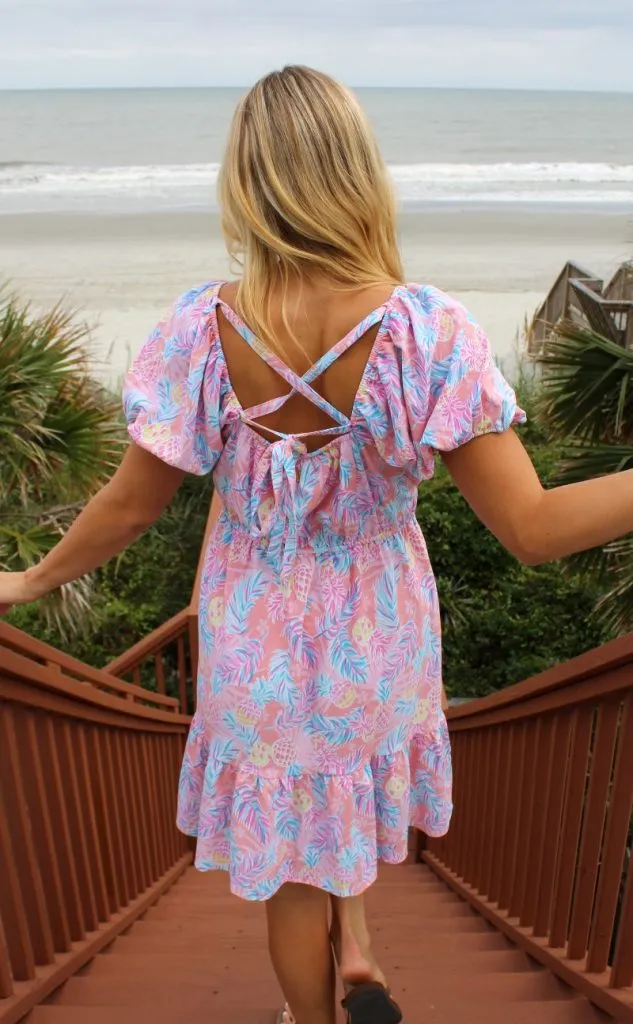 Carlie Tie Back Dress in Pineapples