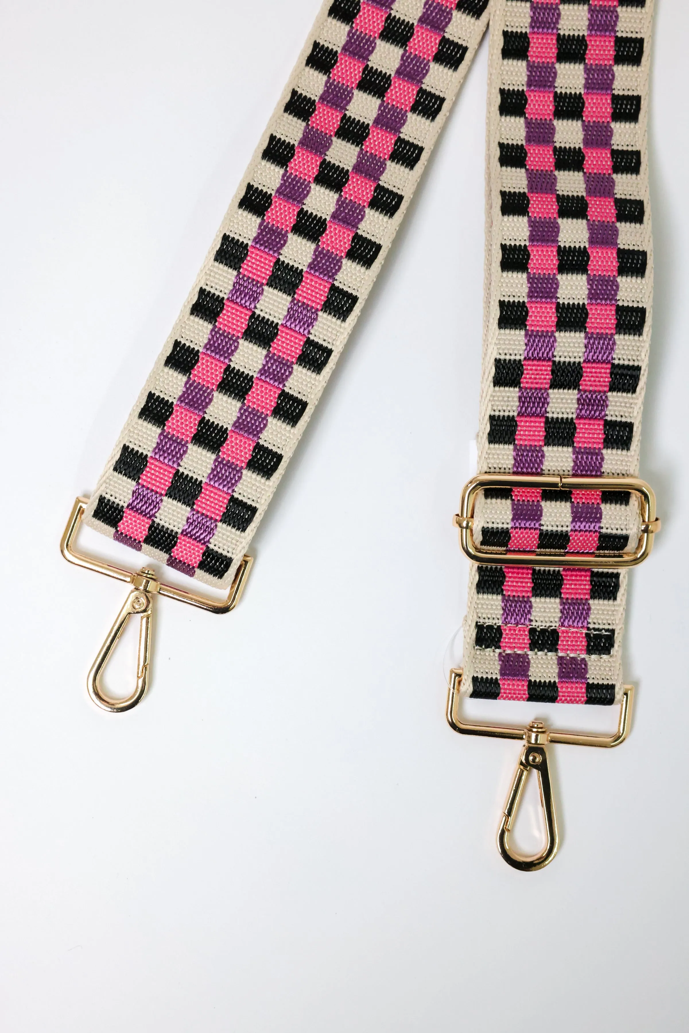 Checkerboard Pink Purple Bag Strap