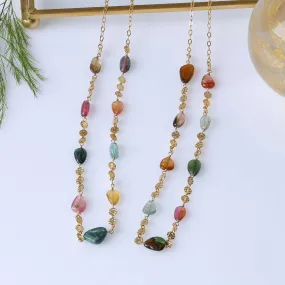 Chiara - Multi-Tourmaline Nugget Gold Necklace