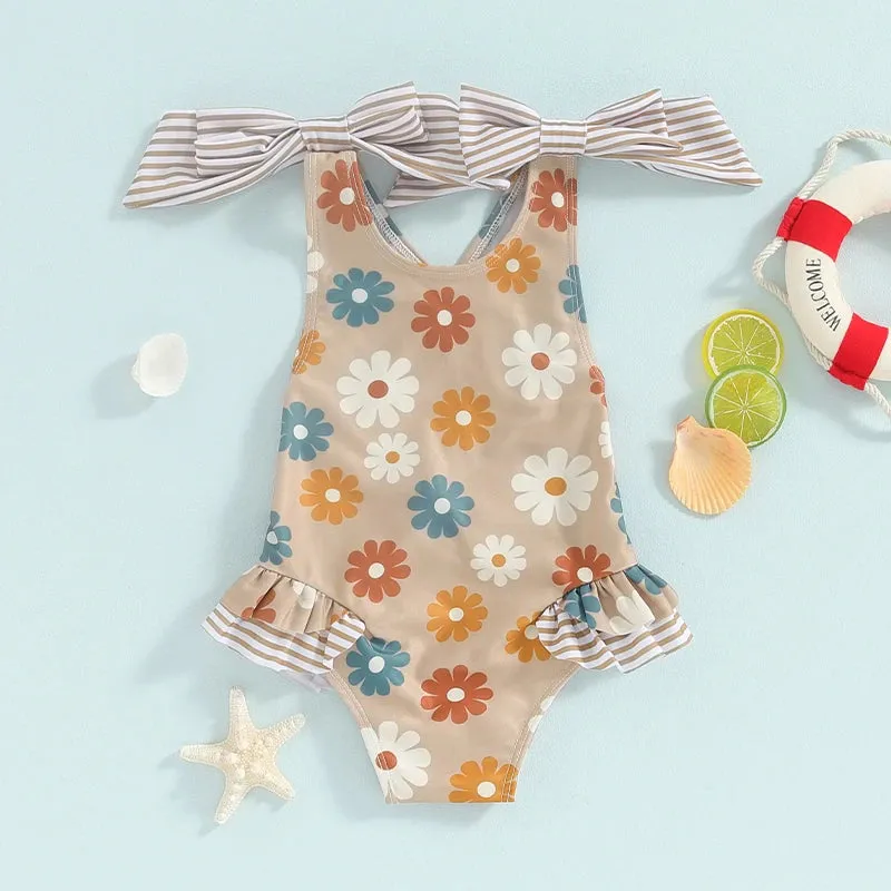 CORALIE Flower Bowtie Swimsuit