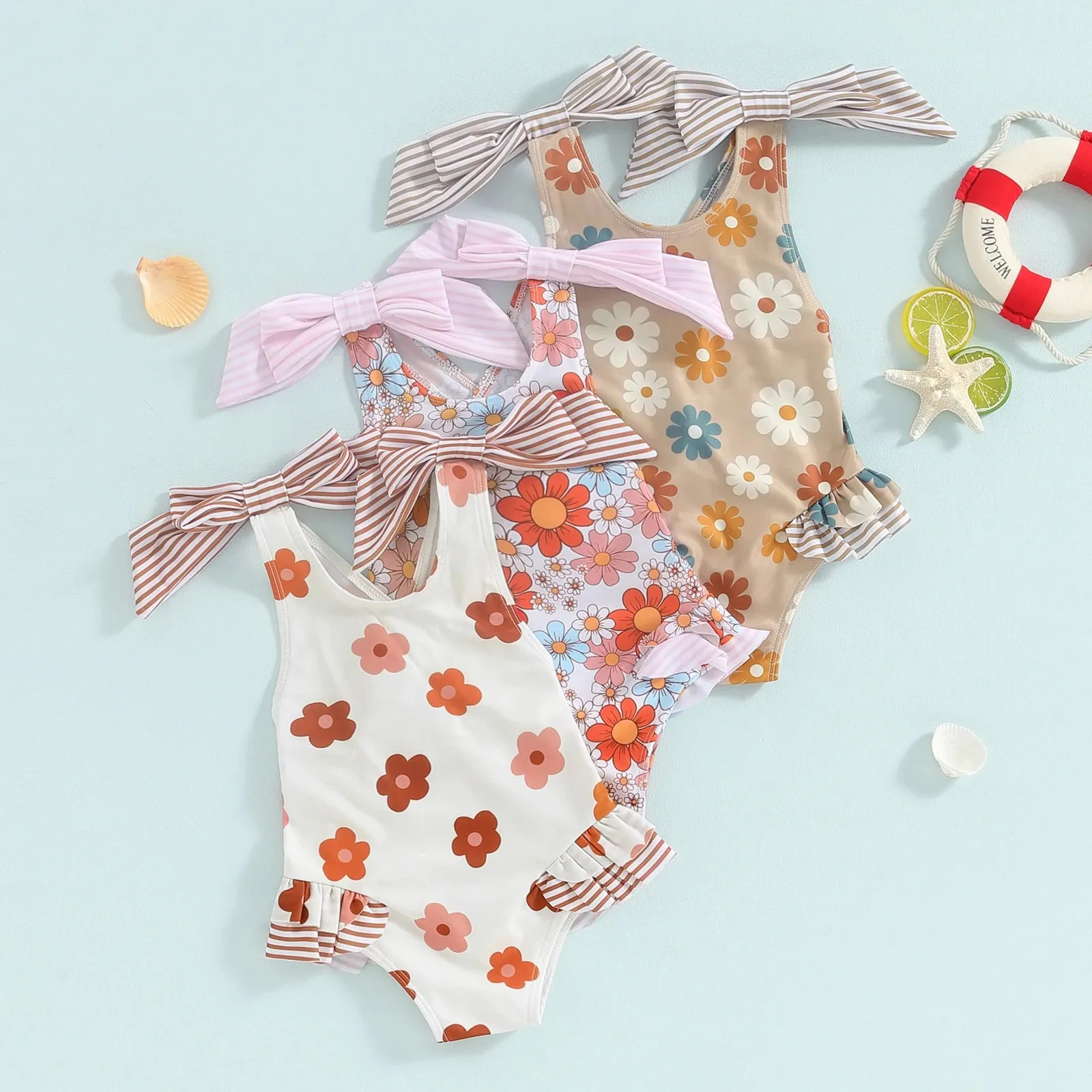 CORALIE Flower Bowtie Swimsuit