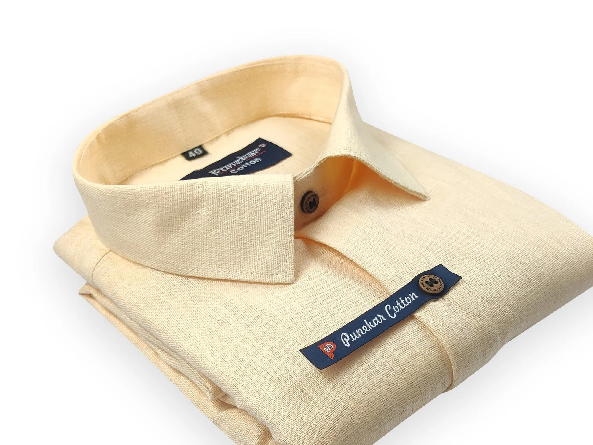 Cream Color Linenza Linen Formal Shirts For Men