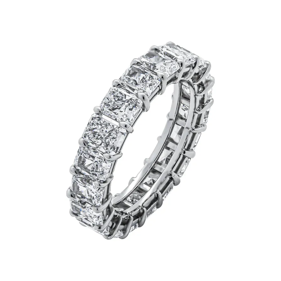 CRYSTAL 6 Carat Radiant Cut Diamond Eternity Band in Platinum 30 pointer GIA Certified By Mike Nekta SIZE 6