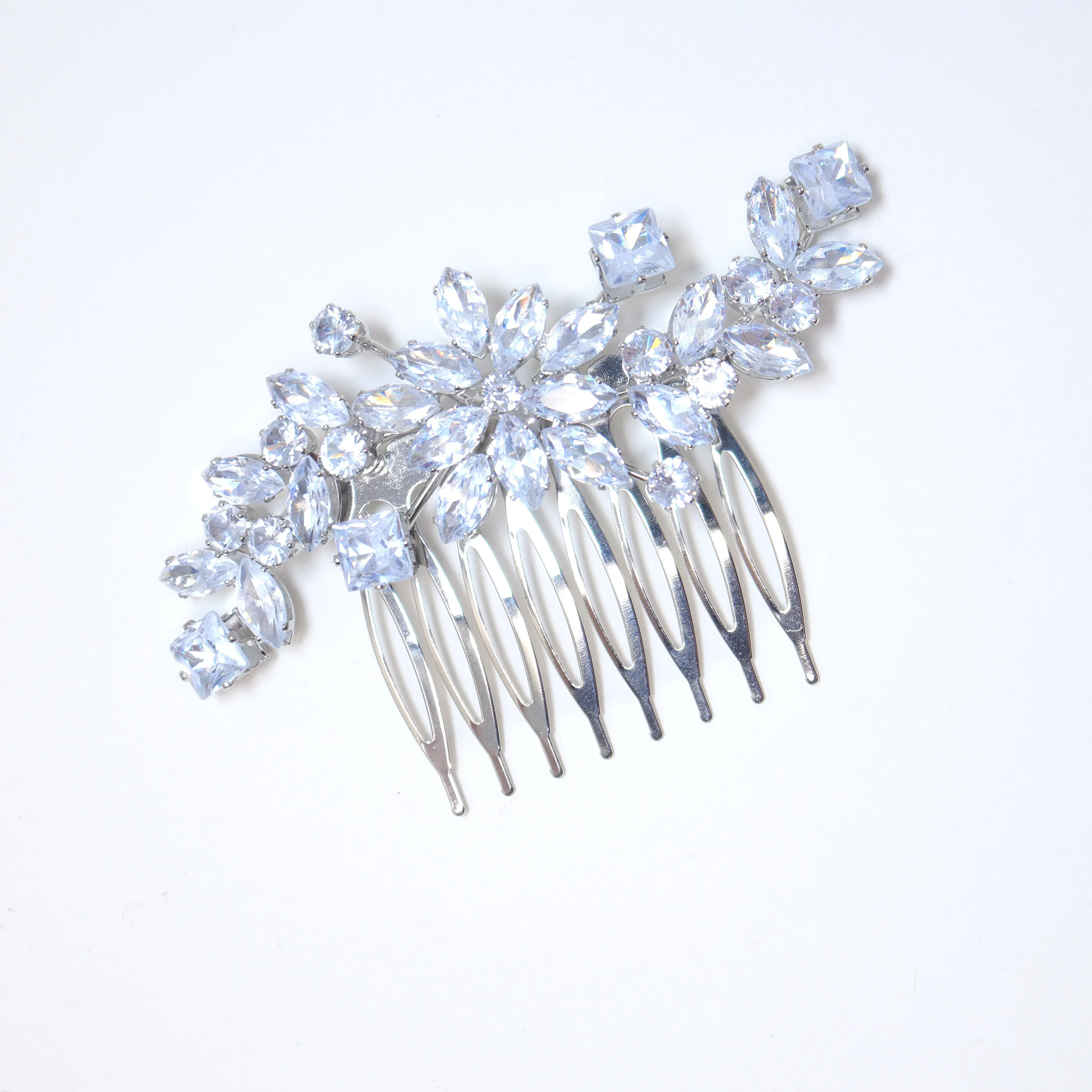 Cubic Zirconia, Majestic Floral Leaves Bridal Hair Comb, Bridal Hair Accessories, Wedding Hair Accessory, Bridal Hair Comb.