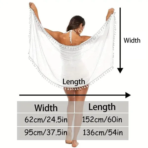 Custom Pet Big Face Leaves Beach Wraps Chiffon Sarong Bikini Swimsuit Cover Ups Skirt Tassels