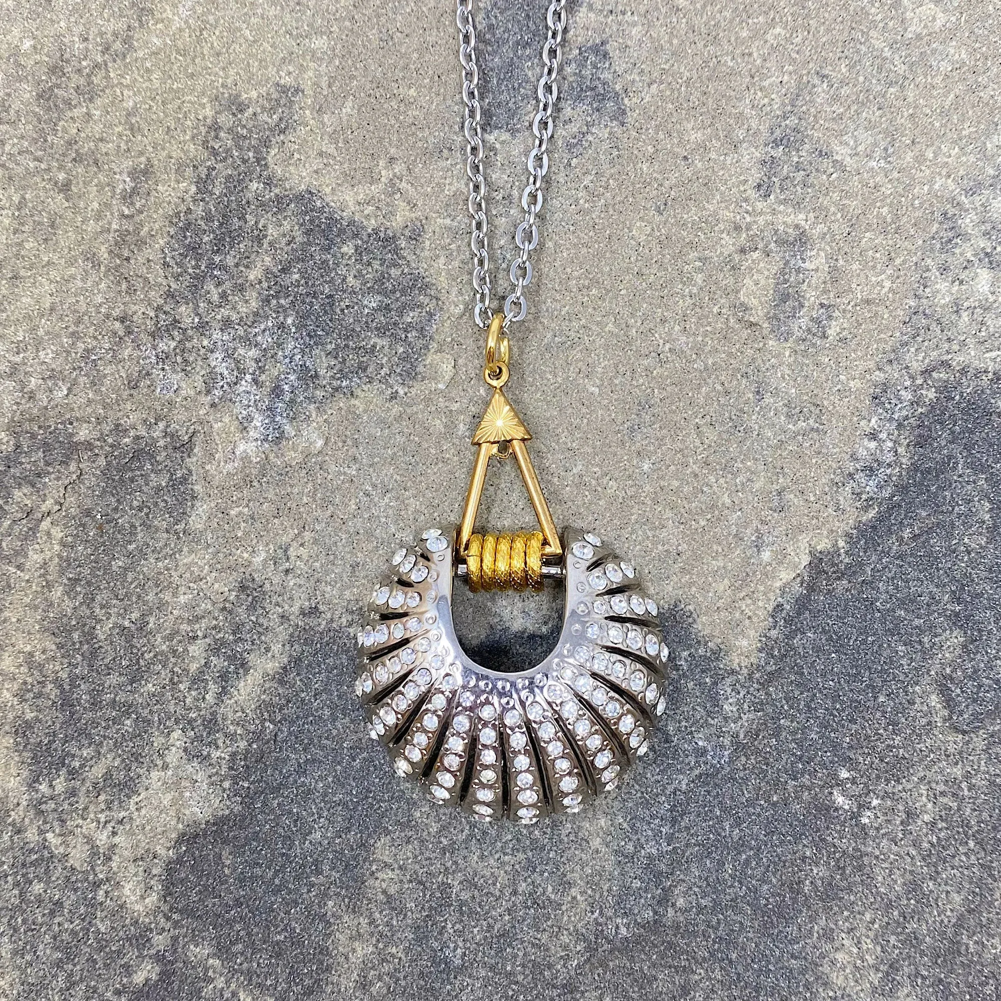 DANGELA vintage crystal shell pendant necklace