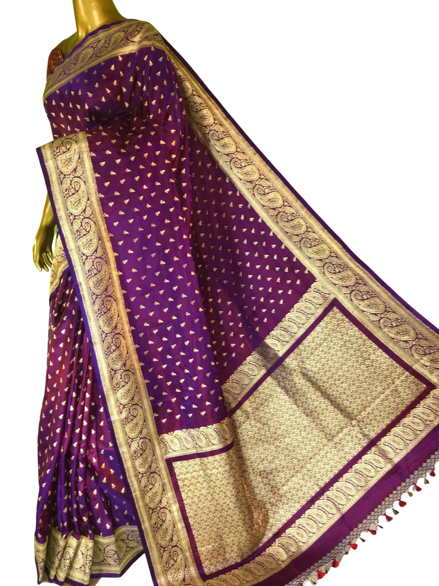 Dual Tone Purple and Magenta Color Handloom Mashru Banarasi Silk Saree