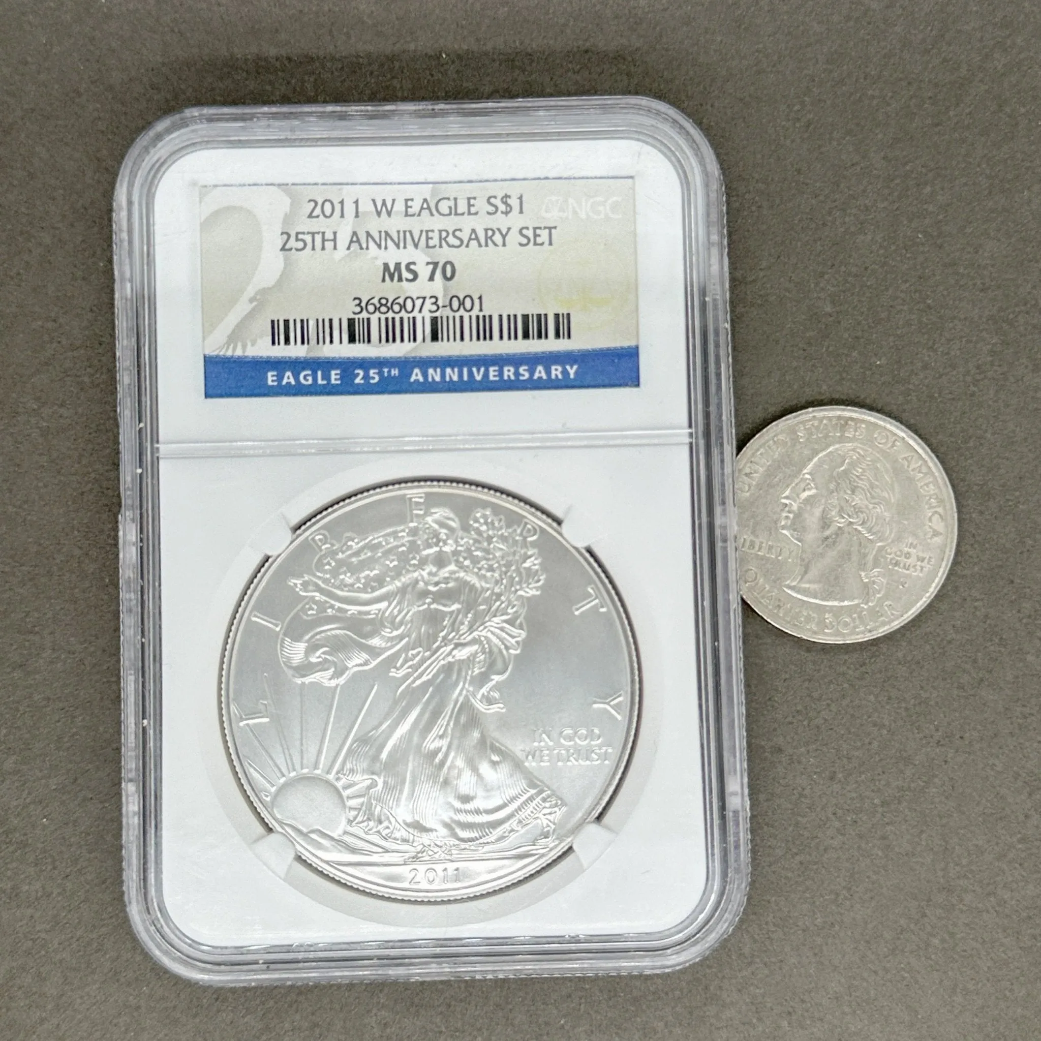 Estate 99.9% Fine Silver 2011 W Eagle 25th Anniversary NGC MS 70