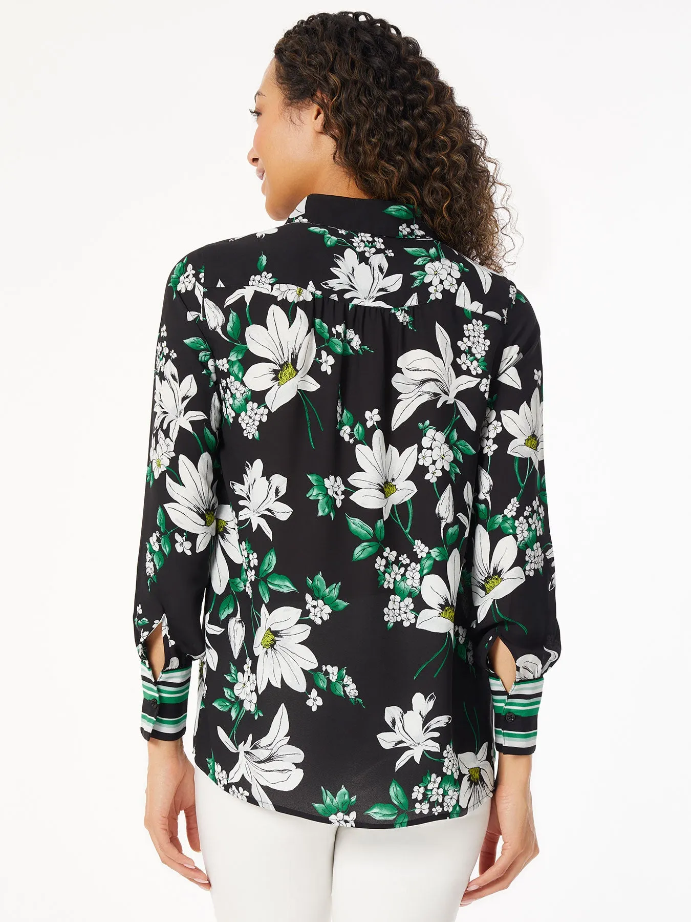 Floral Satin Popover Tunic