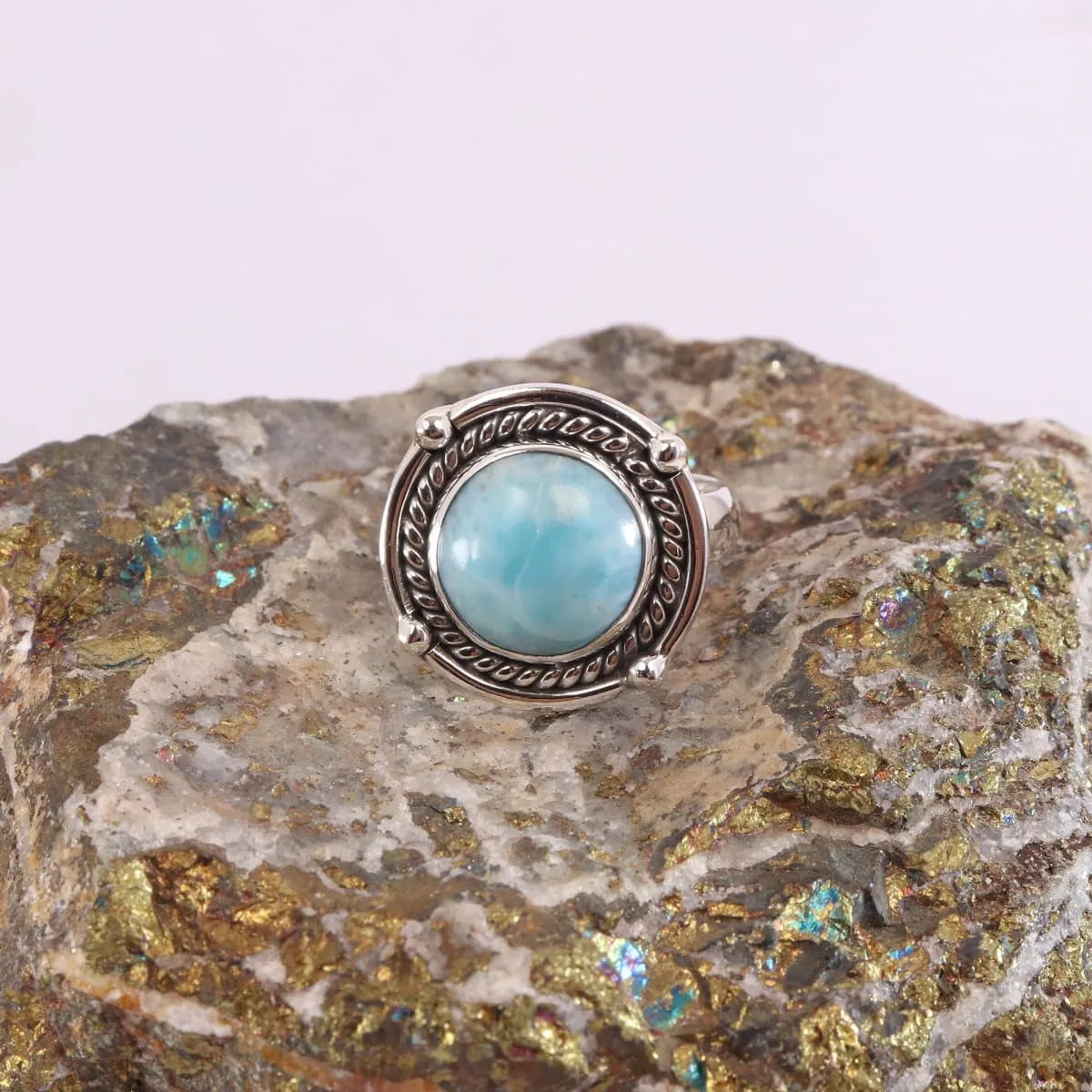 Genuine Larimar Ring,925 Sterling Silver Ring,Gemstone Ring,Larimar Ring,Larimar Boho Ring,Handmade Ring