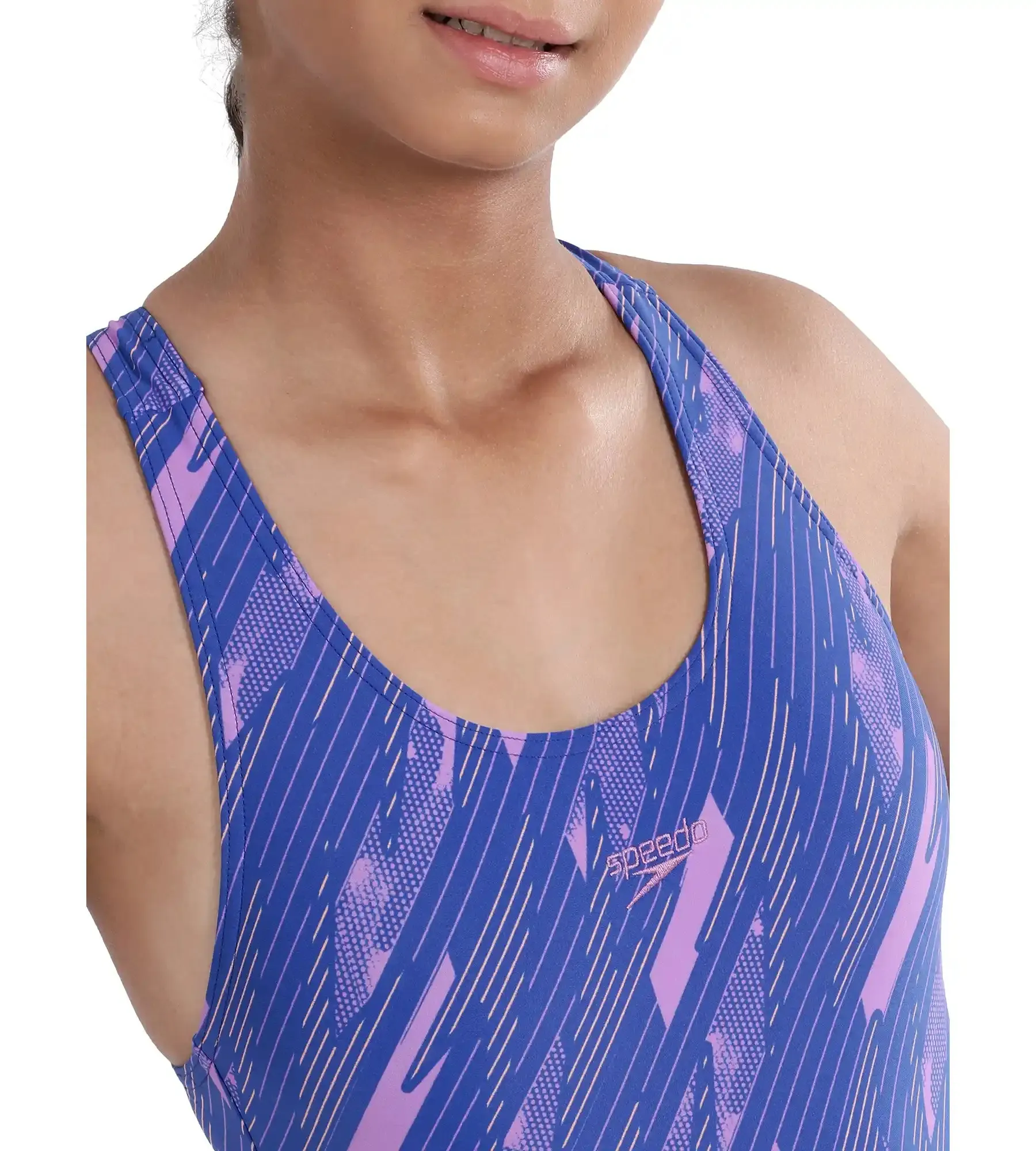 Girl's Endurance Hyper Boom Allover Racerback Swimwear - Sweet Purple & True Cobalt