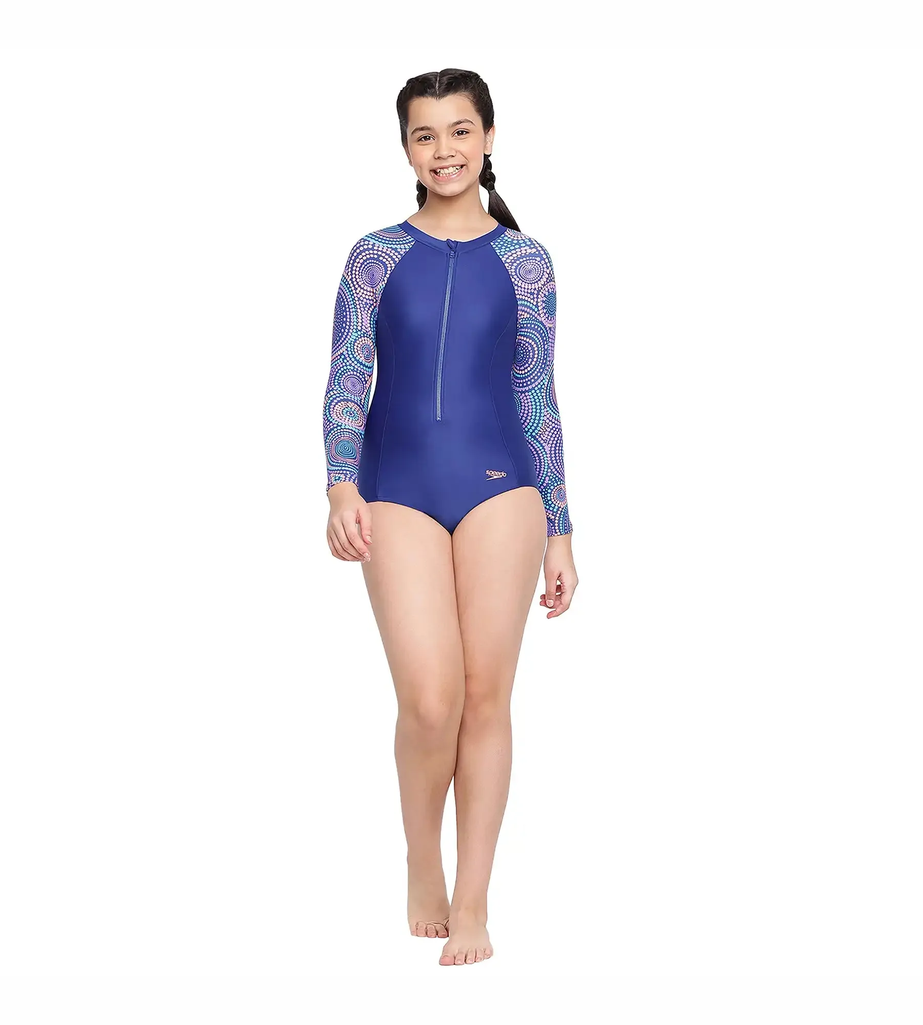 Girl's Long Sleeve Swimsuit Swimwear - Ammonite & Soft Coral