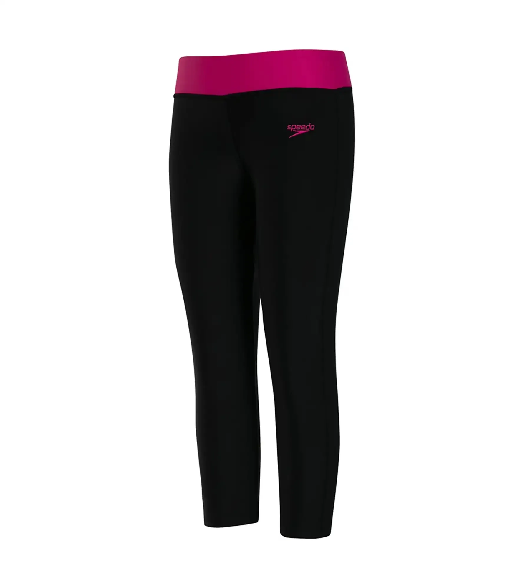 Girl's Solid Swim Capri - Black & Electric Pink