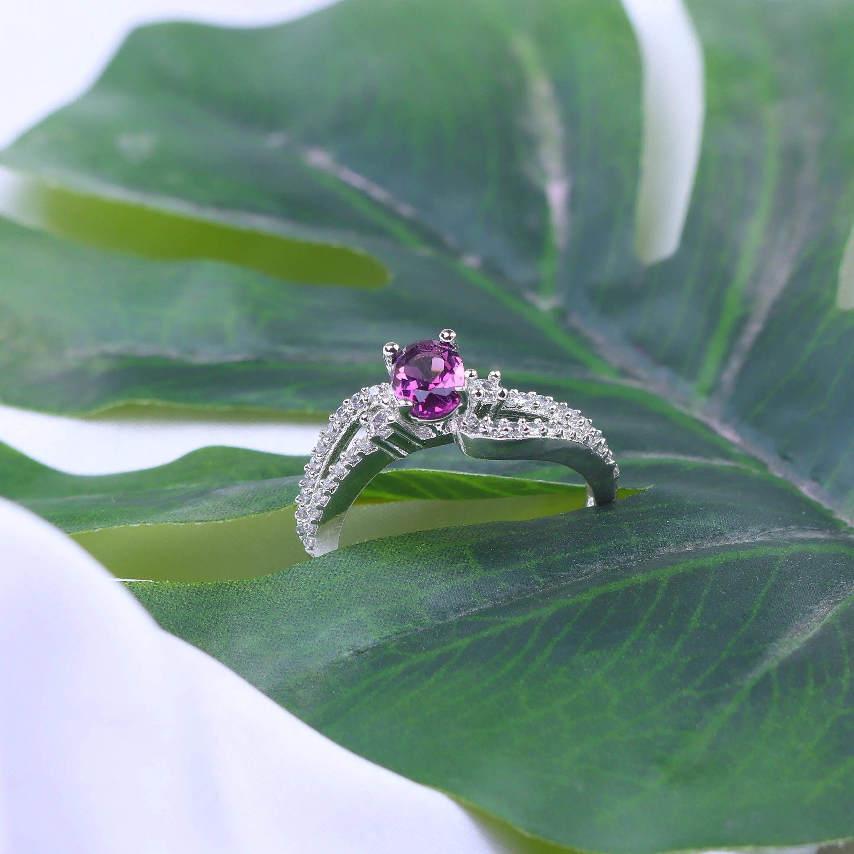 G.Silver Purple Stone Ring.