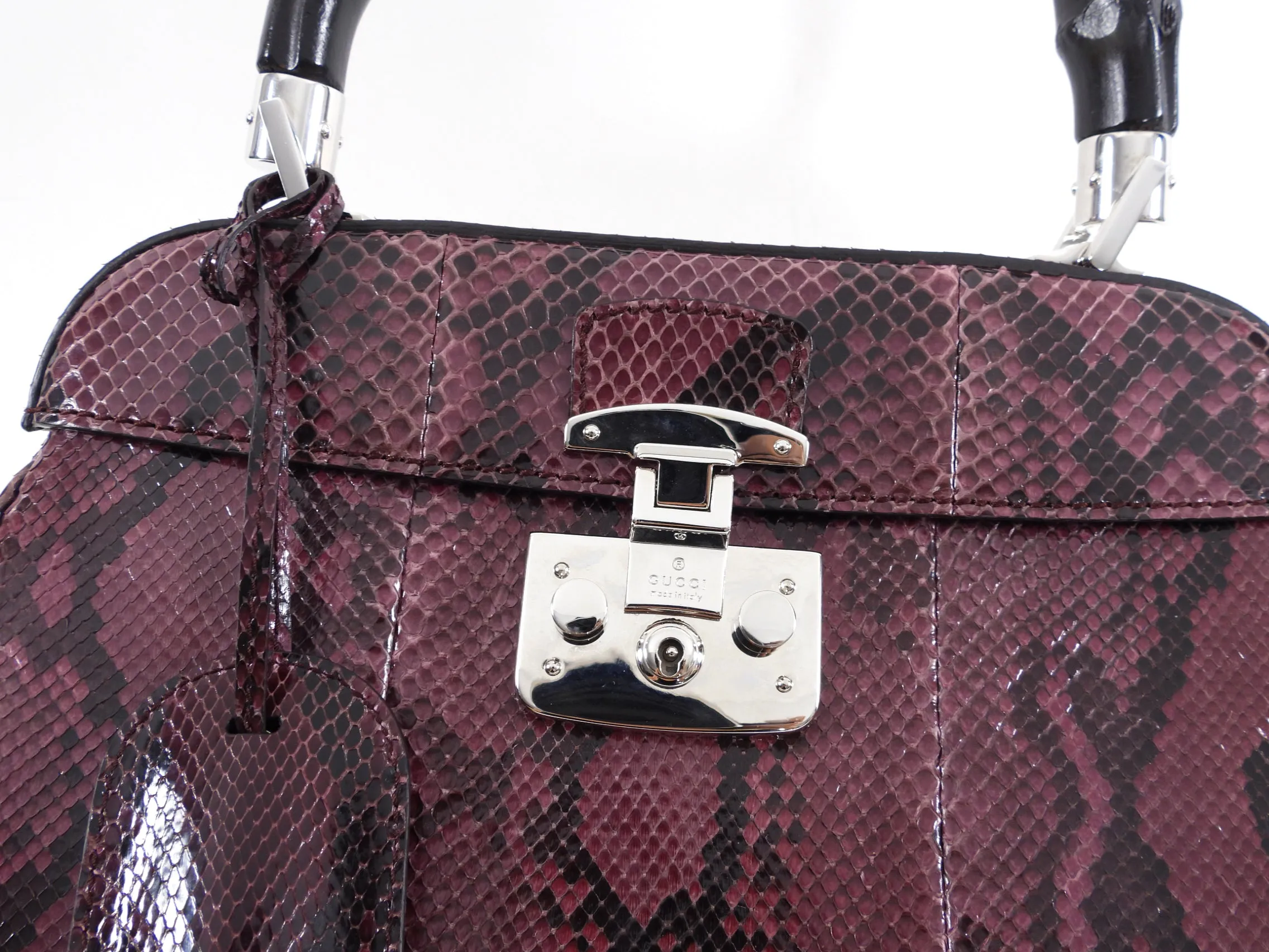 Gucci AW2013 Purple Python Bamboo Lady Lock Bag