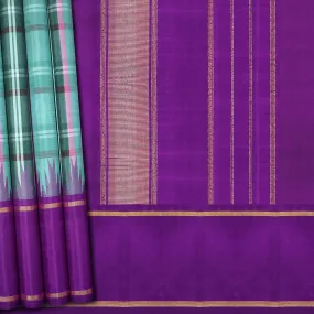 Handwoven Green with Purple Kanjivaram Silk Saree - 691T003090DSC