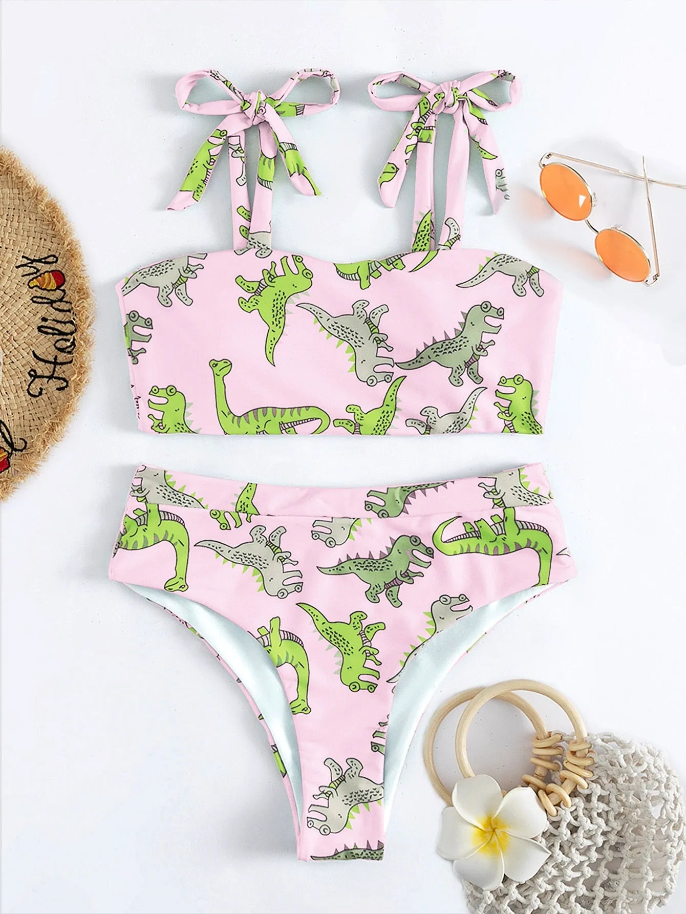 Hear Me Roar – Bikini mit Dinosaurier-Print und hoher Taille