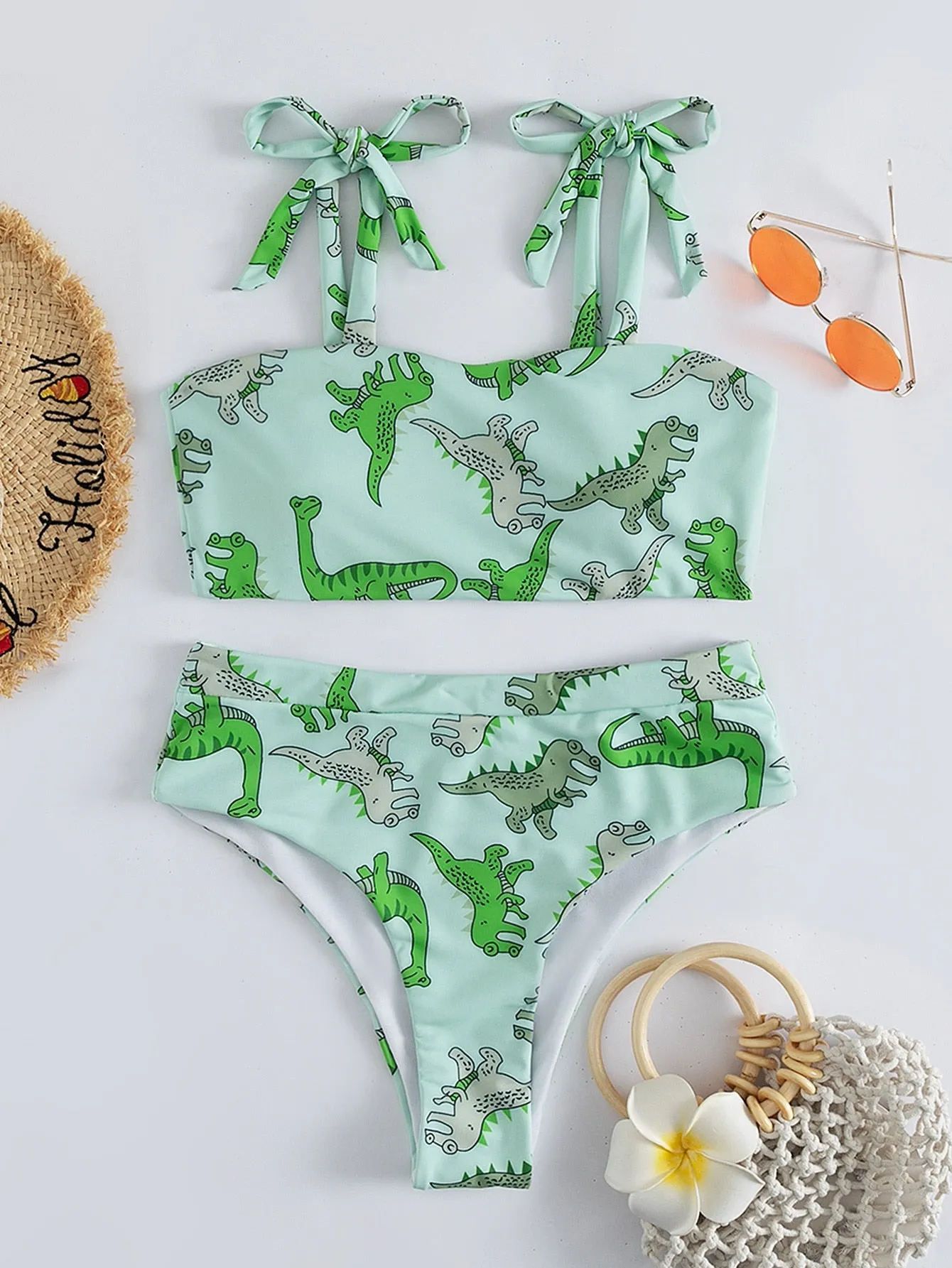 Hear Me Roar – Bikini mit Dinosaurier-Print und hoher Taille