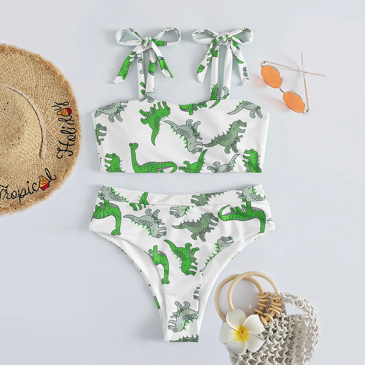 Hear Me Roar – Bikini mit Dinosaurier-Print und hoher Taille