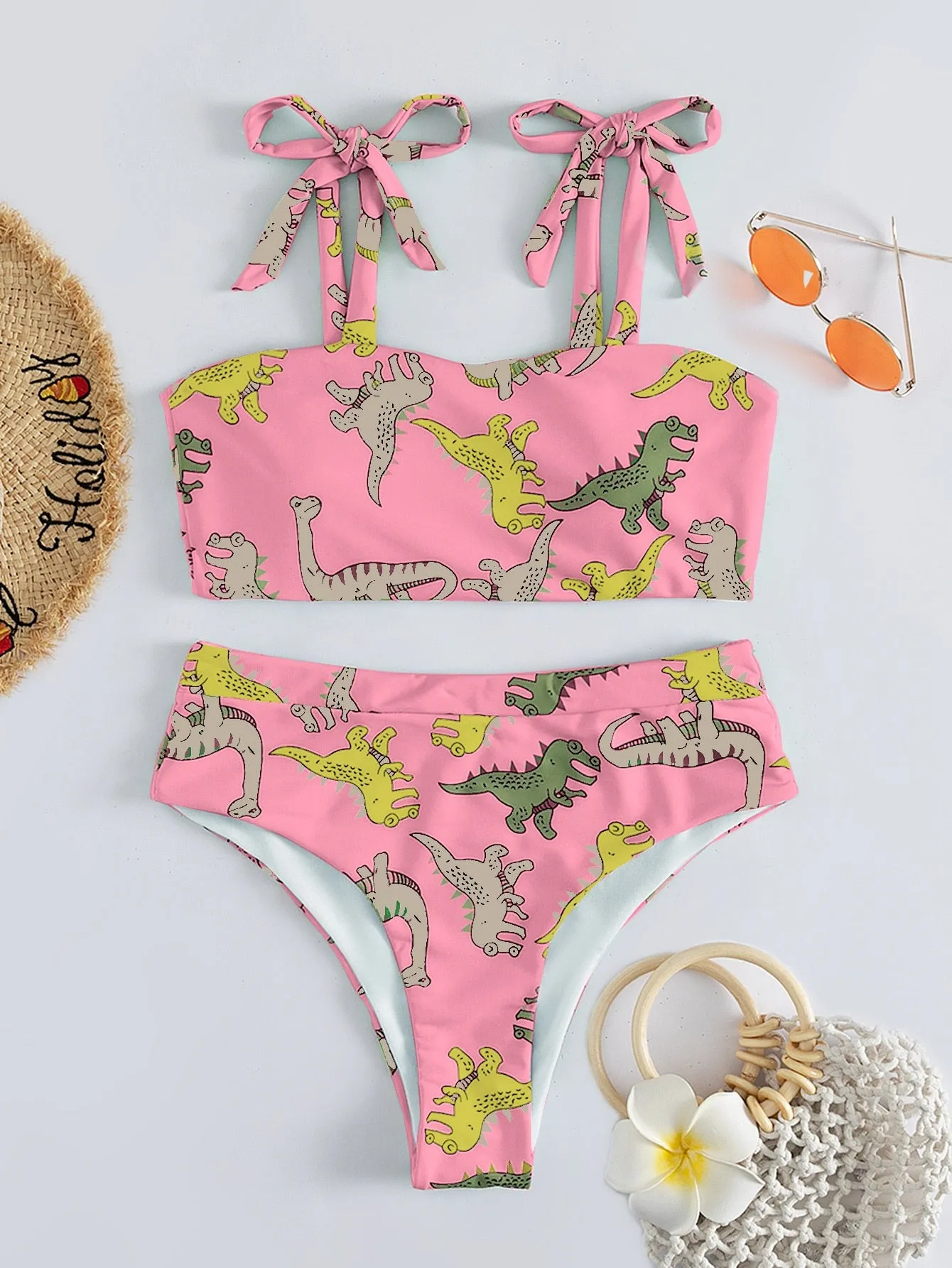 Hear Me Roar – Bikini mit Dinosaurier-Print und hoher Taille