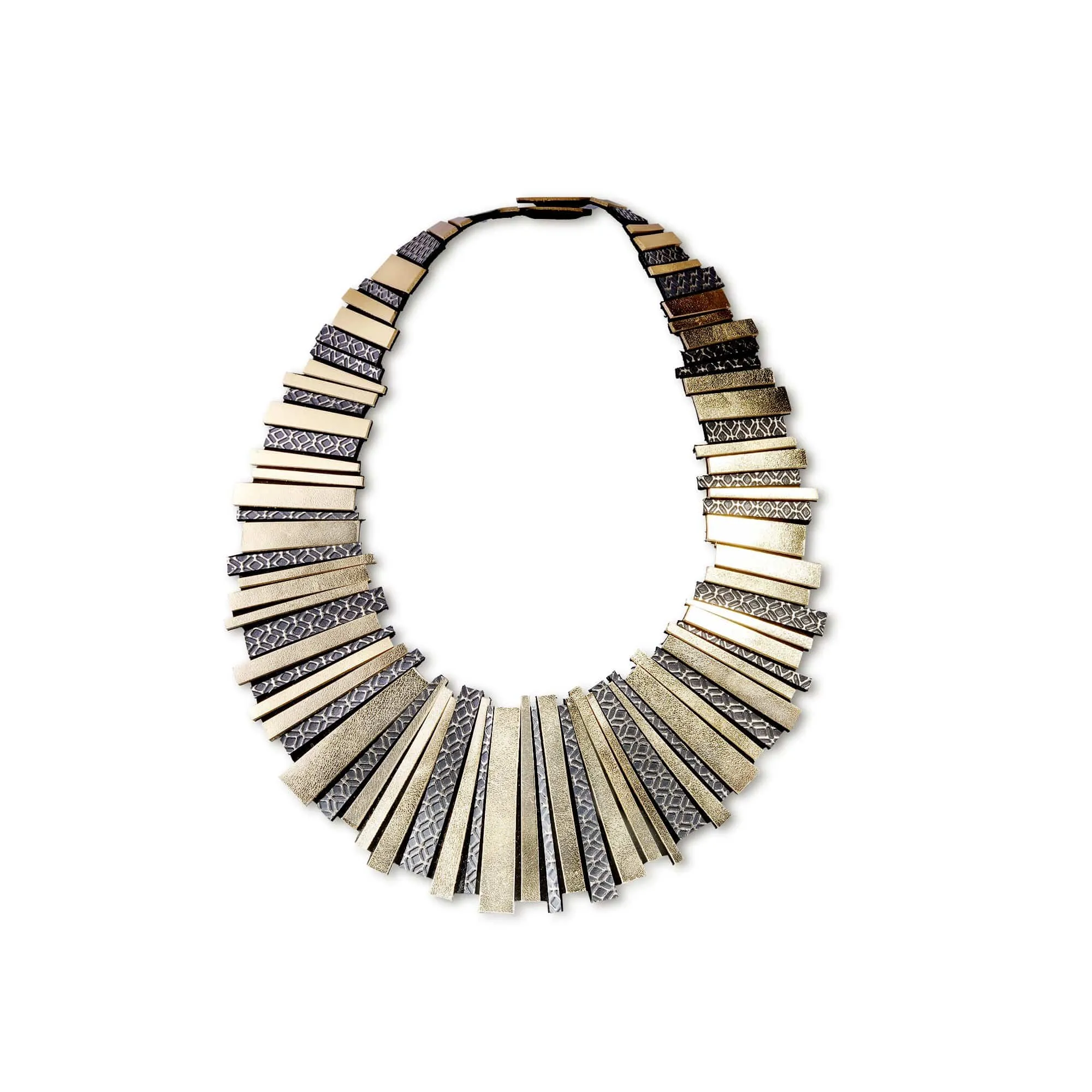 Hellena Gold statement leather necklace