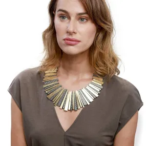 Hellena Gold statement leather necklace