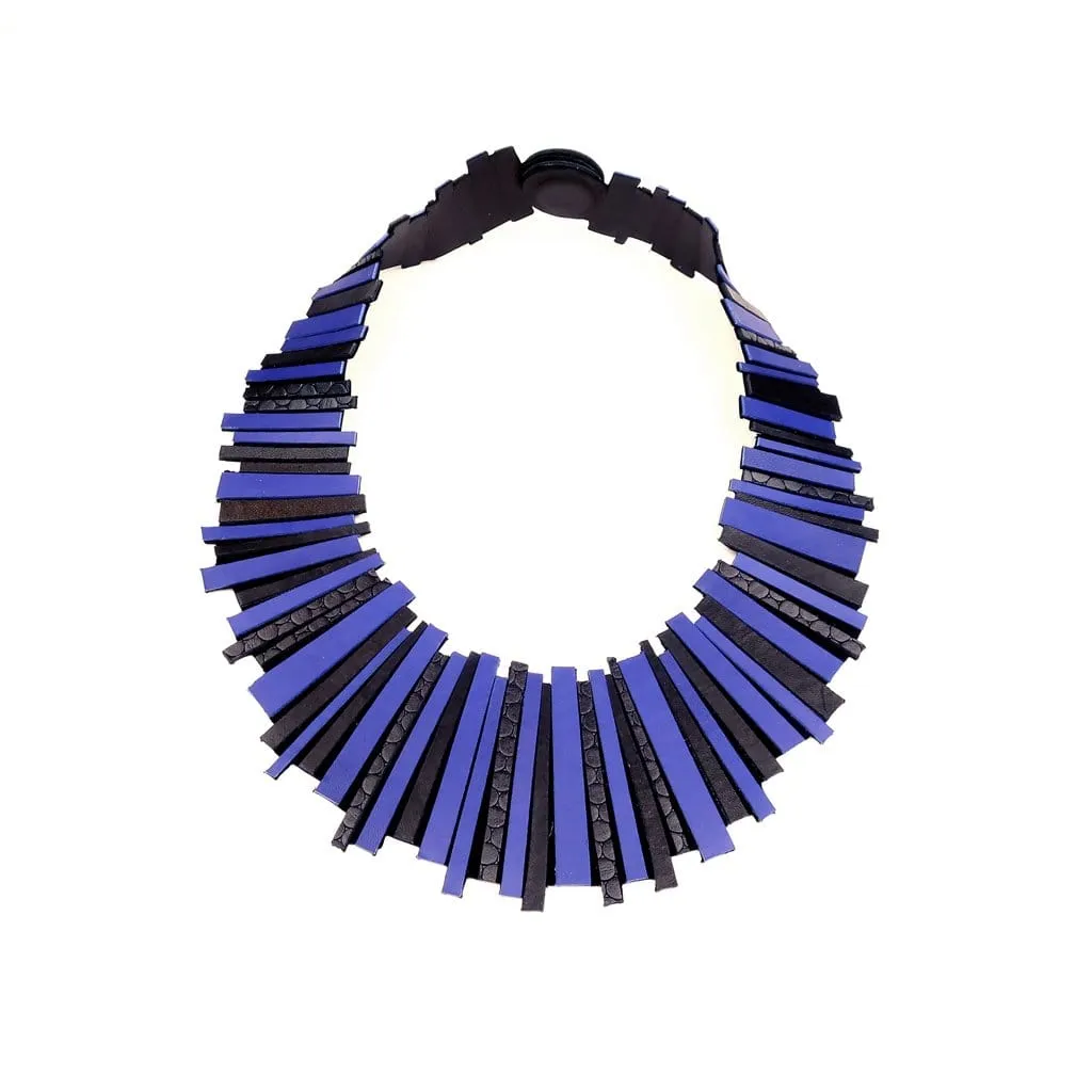 Hellena Gold statement leather necklace