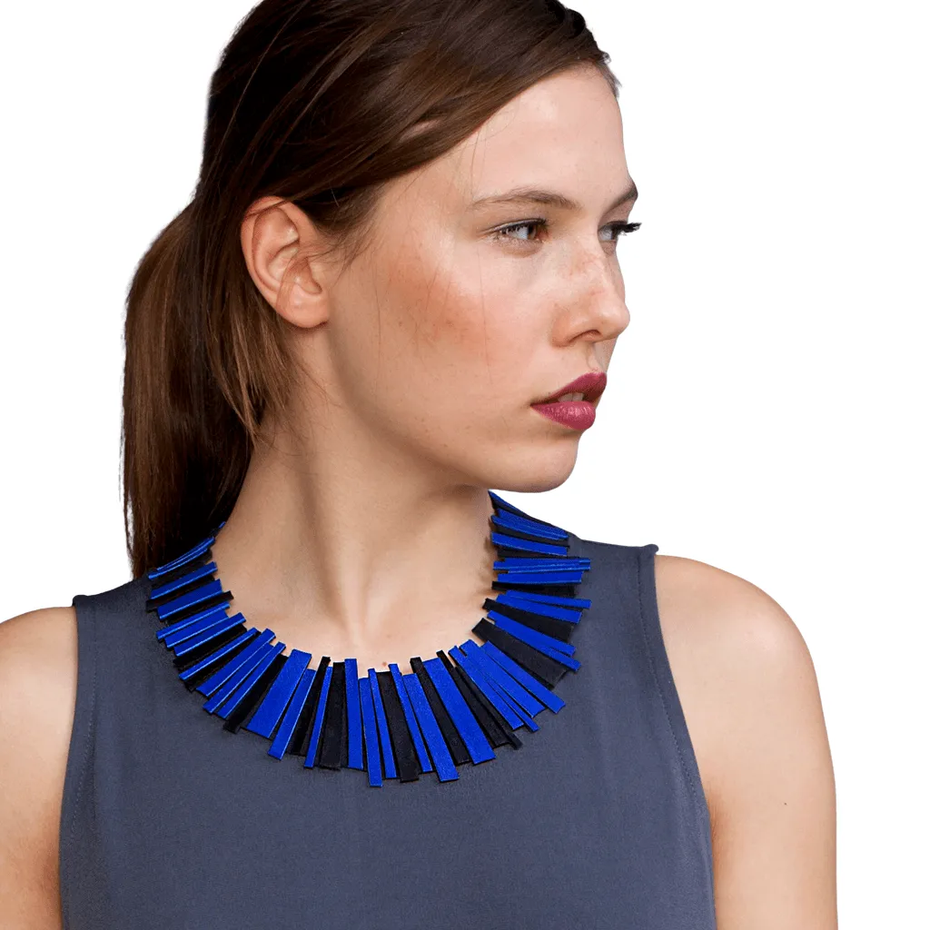 Hellena Gold statement leather necklace