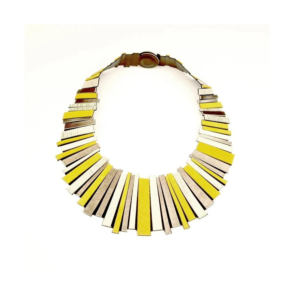 Hellena Gold statement leather necklace