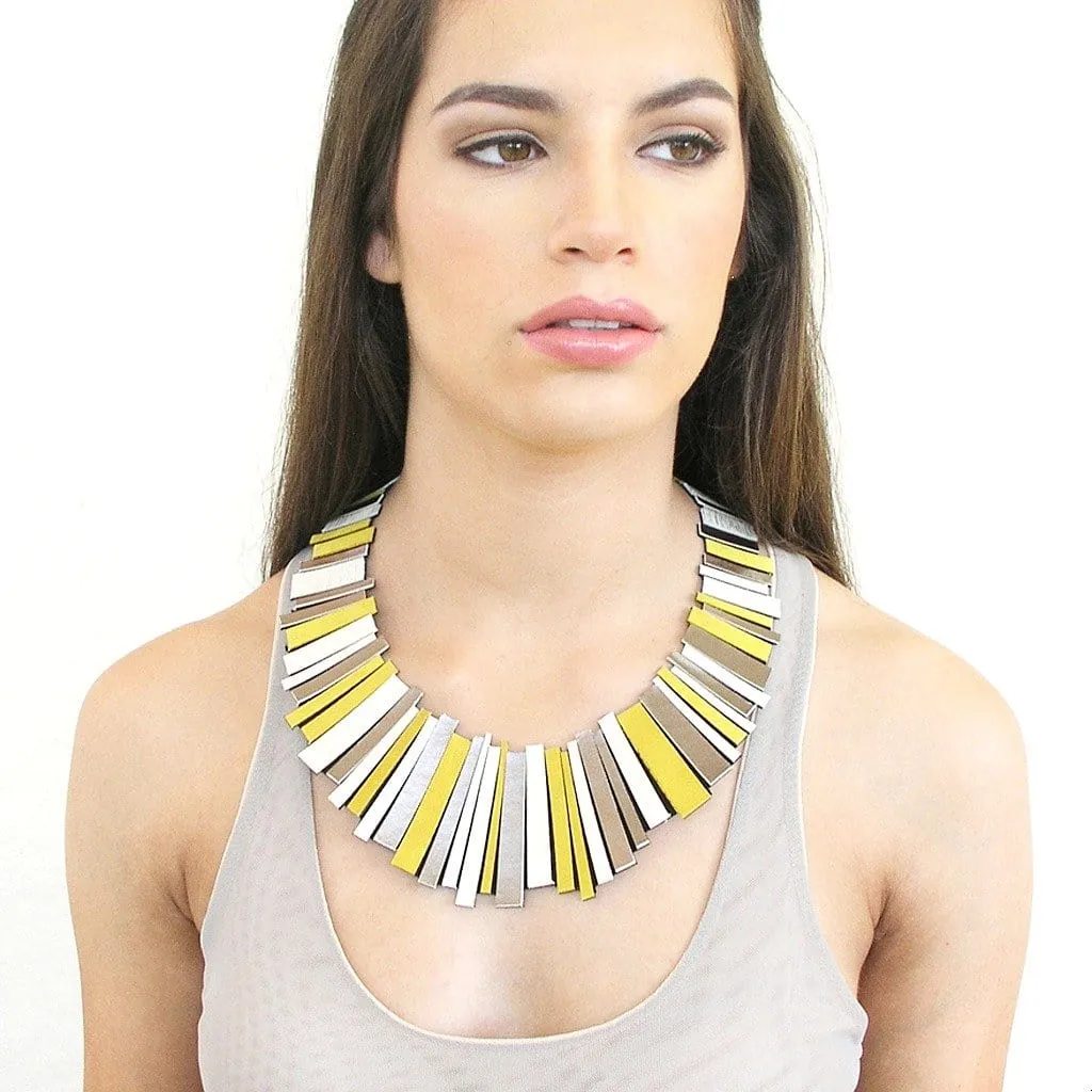 Hellena Gold statement leather necklace