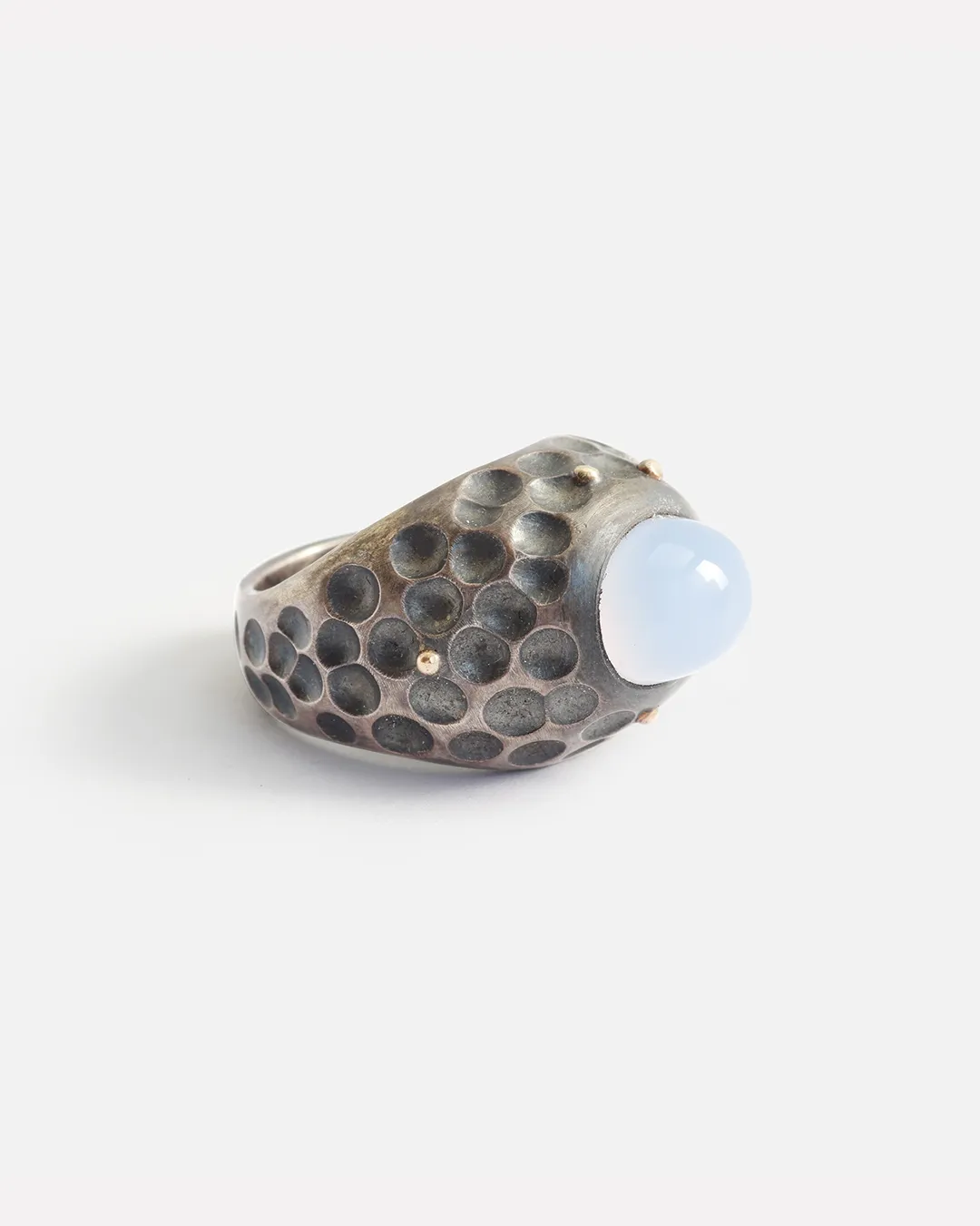 Honeycomb / Chalcedony Ring