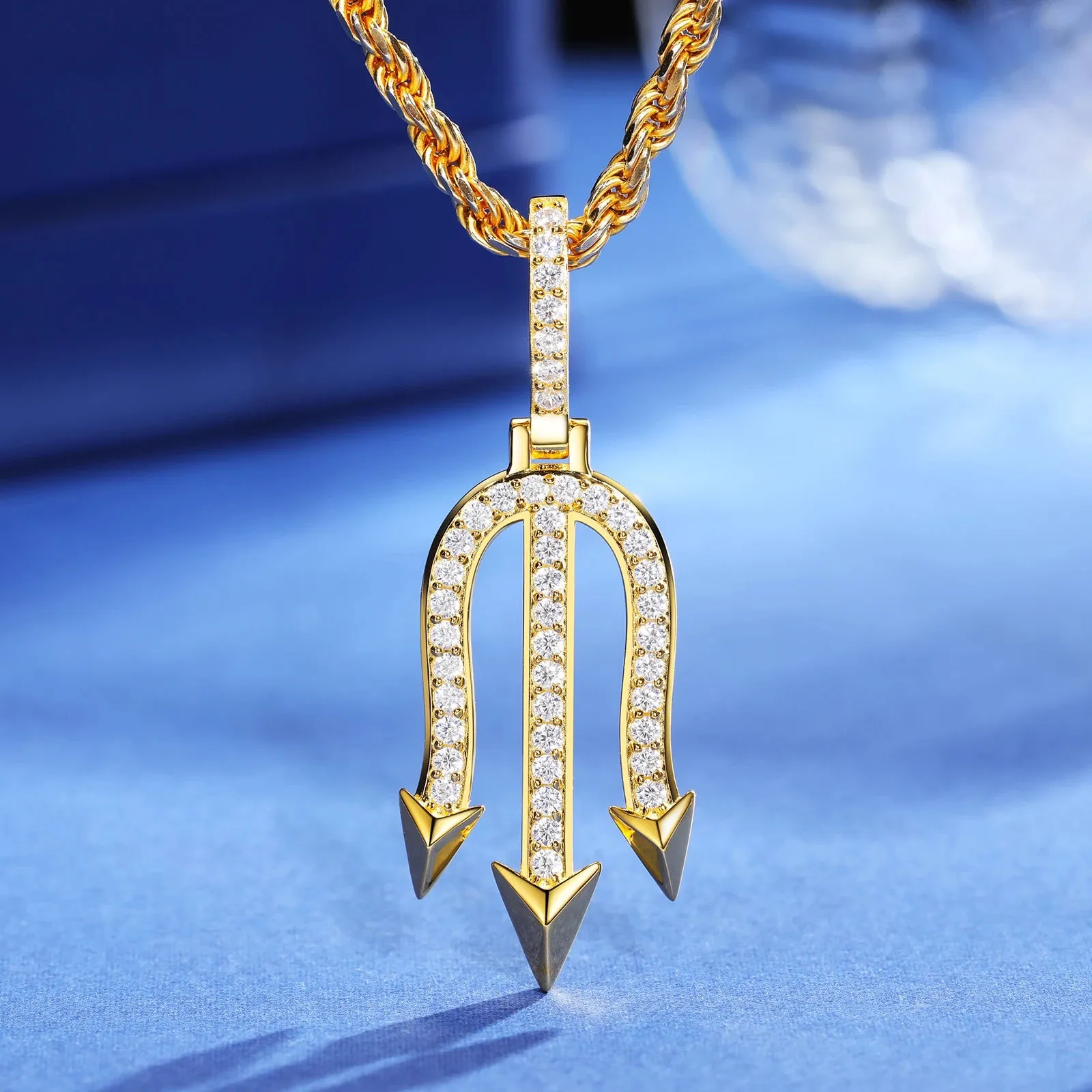 Iced out Trident of Poseidon Pendant