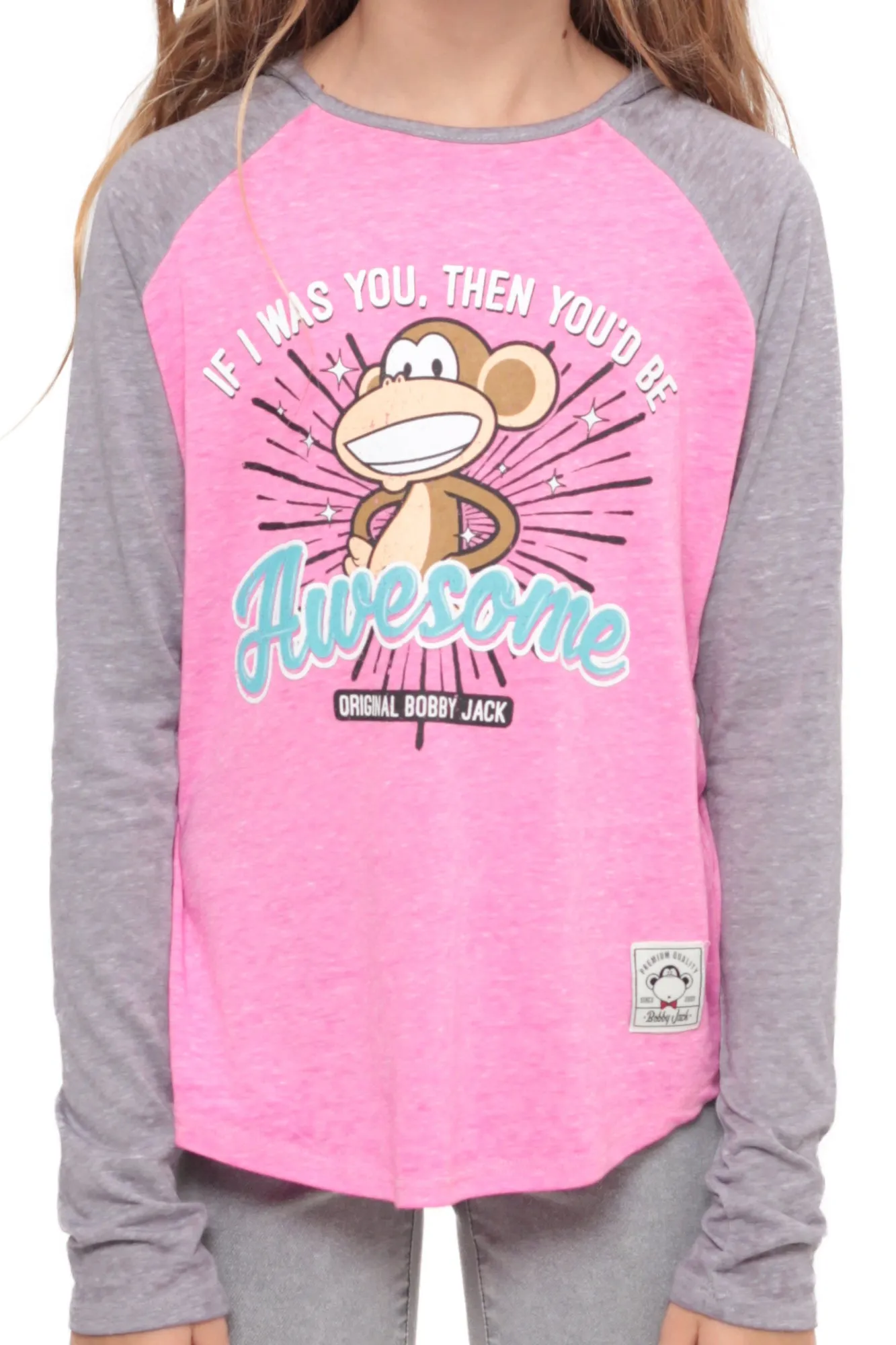 If I Was You | Hooded Baseball Top - Pink