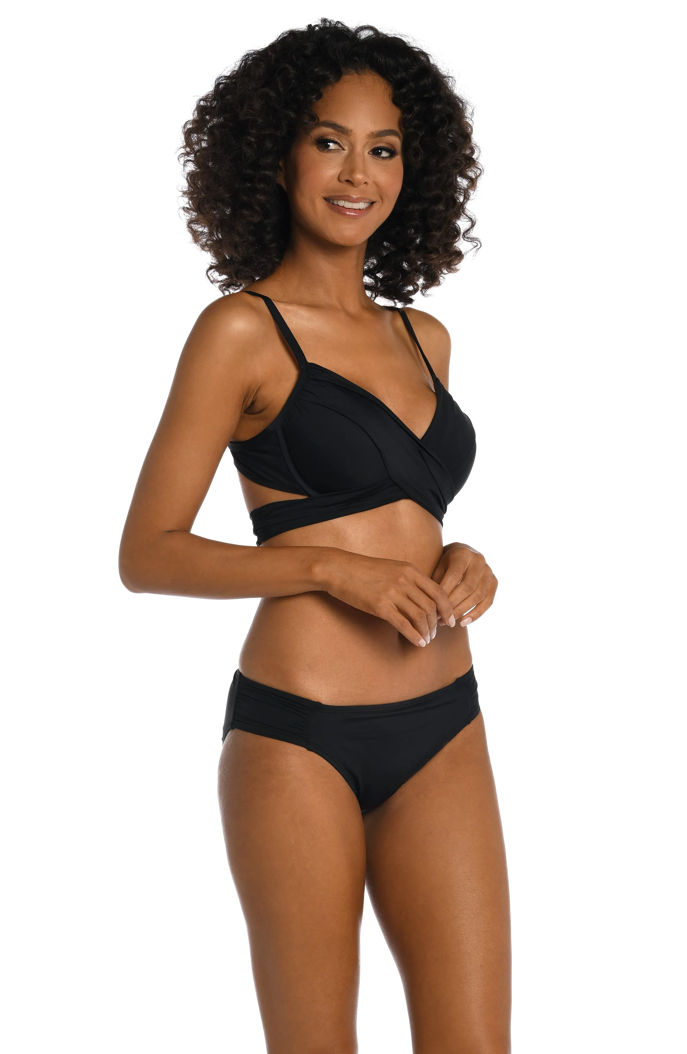 Island Goddess Wrap Underwire Bra Top - Black - FINAL SALE