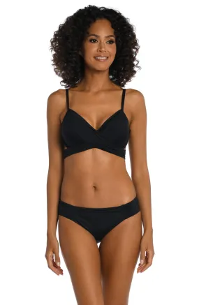 Island Goddess Wrap Underwire Bra Top - Black - FINAL SALE