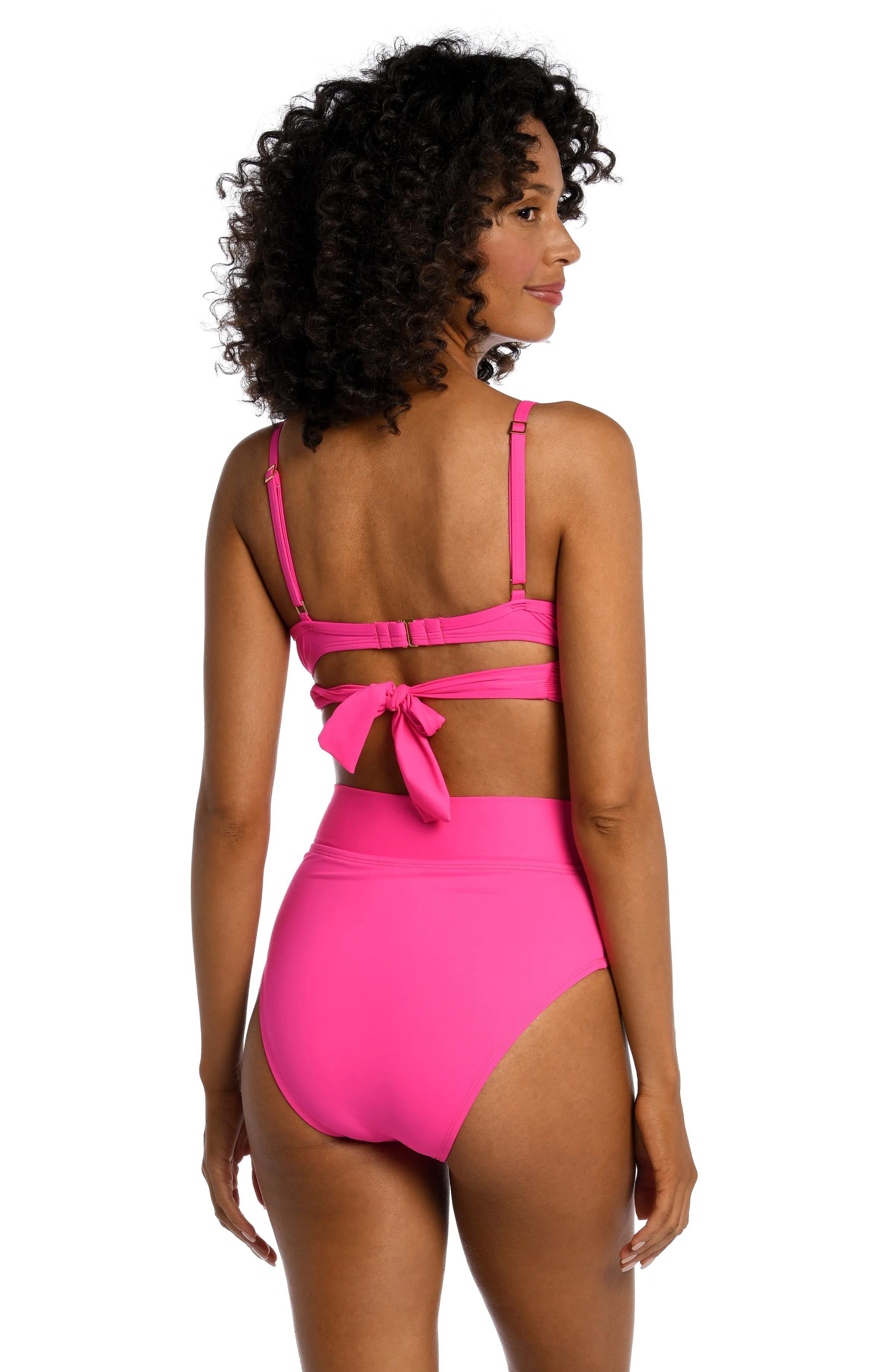 Island Goddess Wrap Underwire Bra Top - Pop Pink