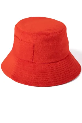 Lack of Color Terry Wave Bucket Hat in Cherry Red