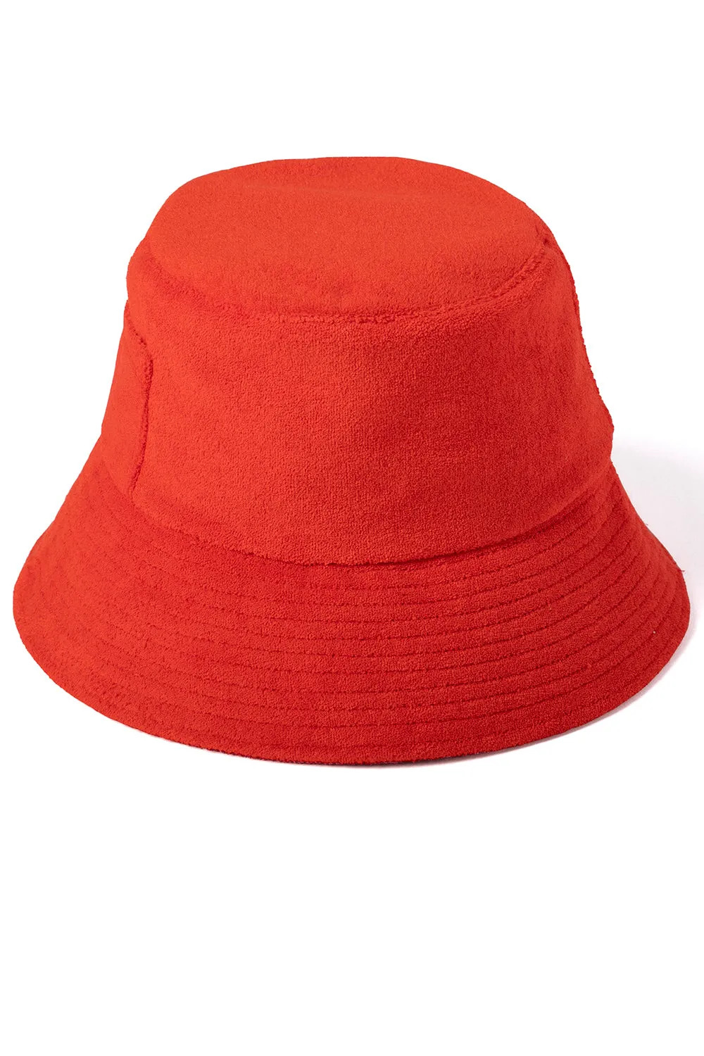 Lack of Color Terry Wave Bucket Hat in Cherry Red