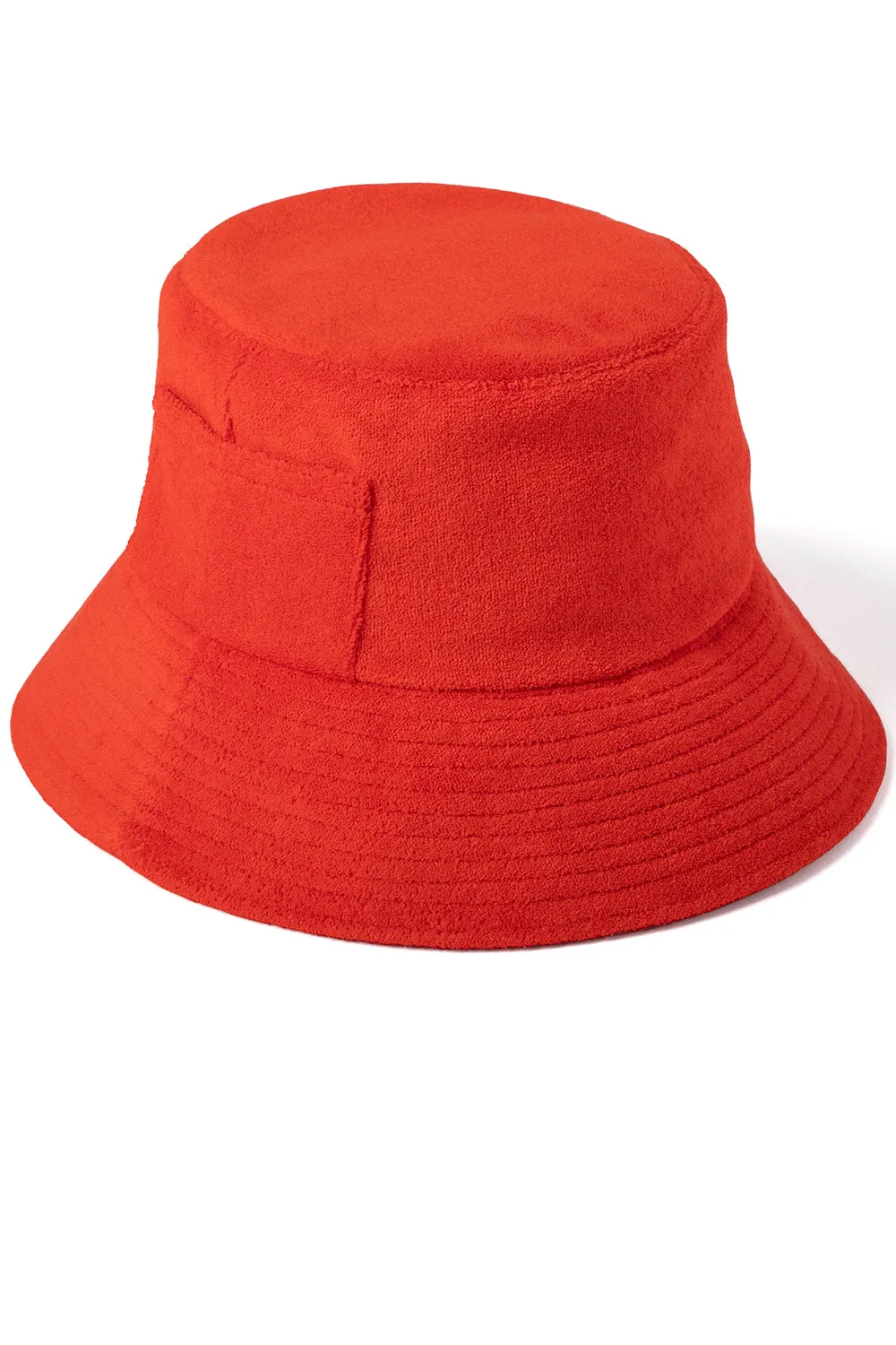 Lack of Color Terry Wave Bucket Hat in Cherry Red