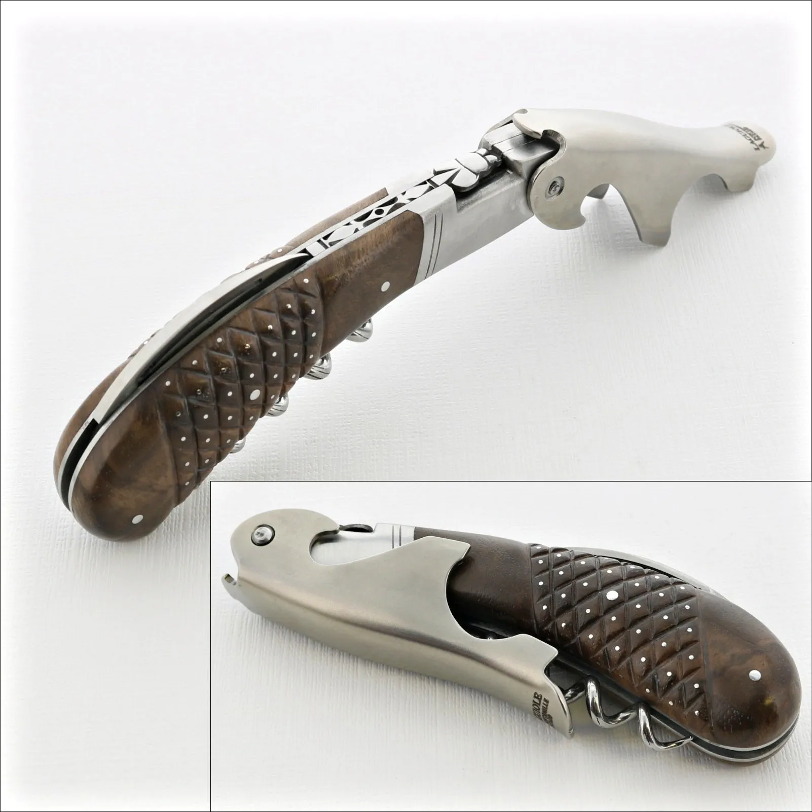 Laguiole Magnum Studded Walnut Corkscrew - A