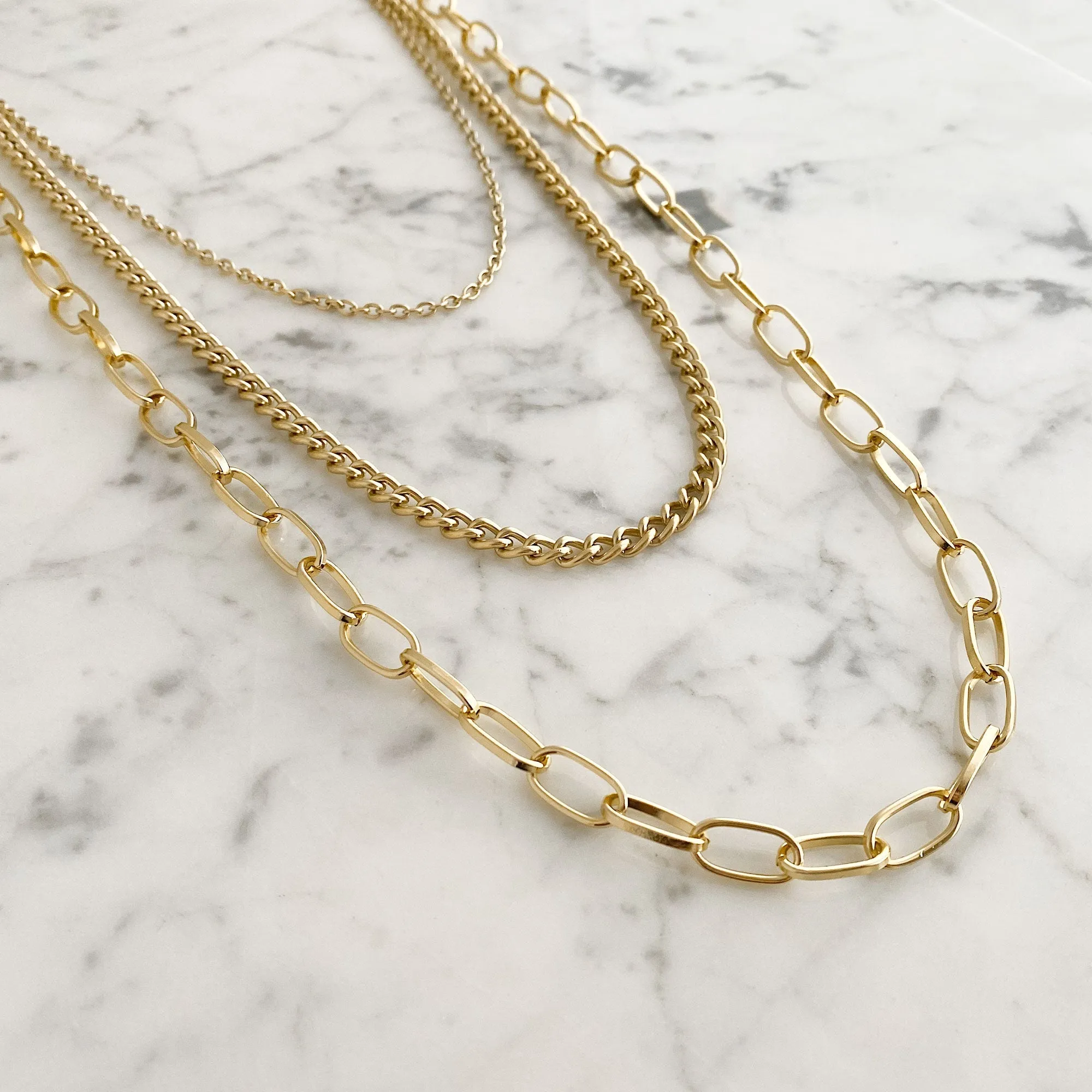 LAMBERT lightweight gold layered necklace set