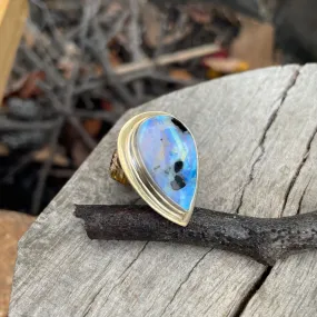 Large teardrop moonstone ring