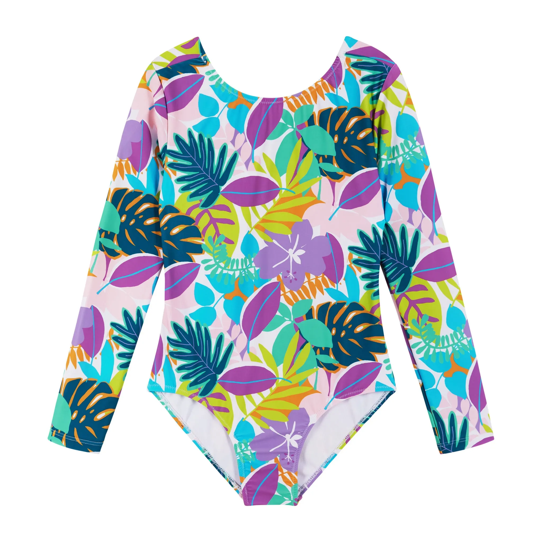 Long Sleeve Swimsuit (Size 7-16 Years) | Tropical Print