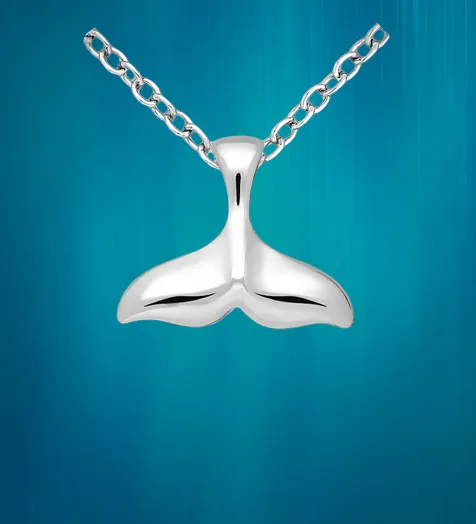 Marine Life Whale Tail  Necklace,Sterling Silver