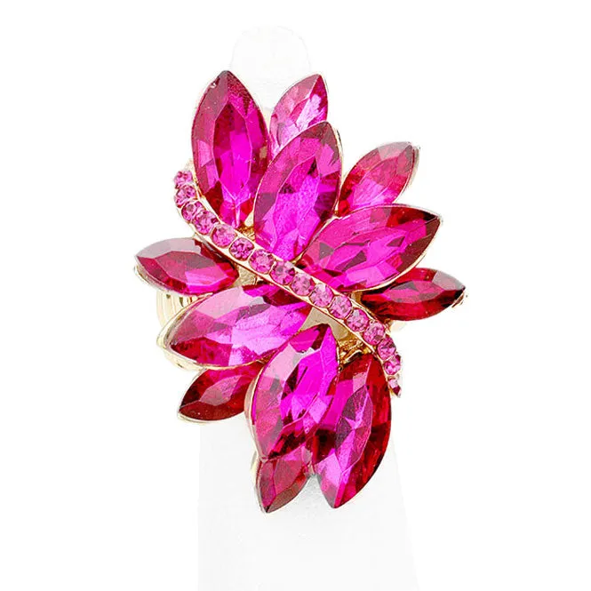 Marquise Crystal Cluster Stretch Ring