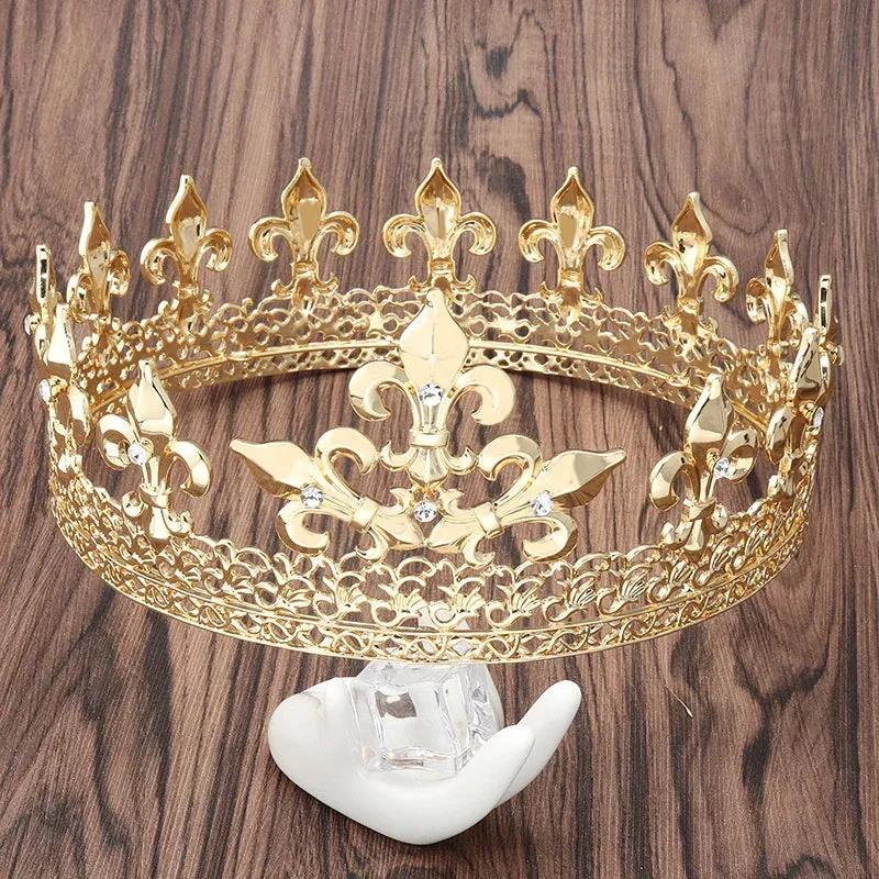 Men's King Crown with Crystals Gold for Wedding or Prom