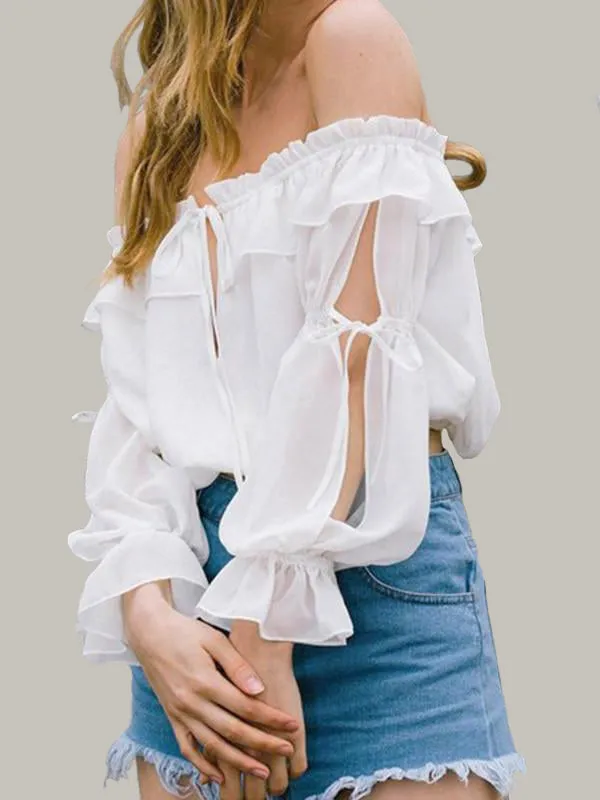 Off-the-Shoulder Princess Chiffon Blouse