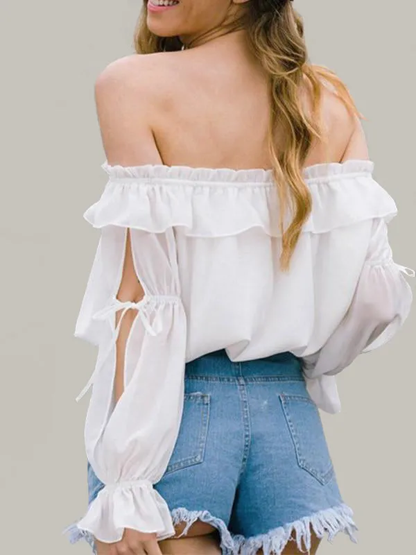 Off-the-Shoulder Princess Chiffon Blouse